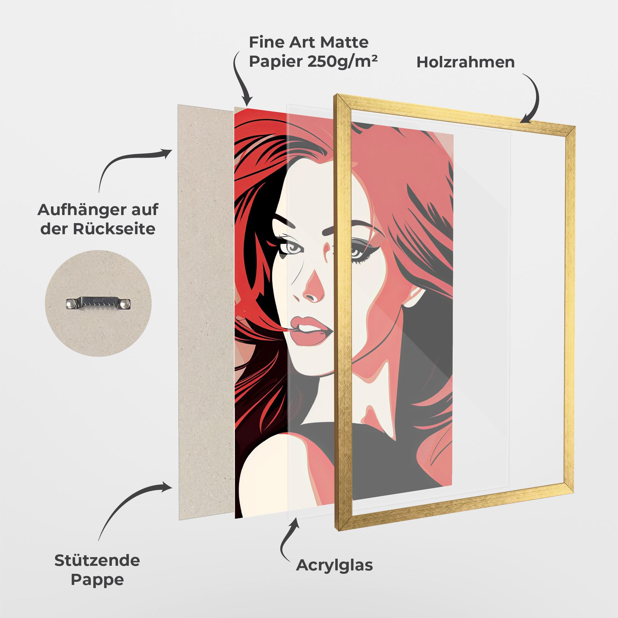 Gerahmte Poster Red Hair Pop Art mockup 1