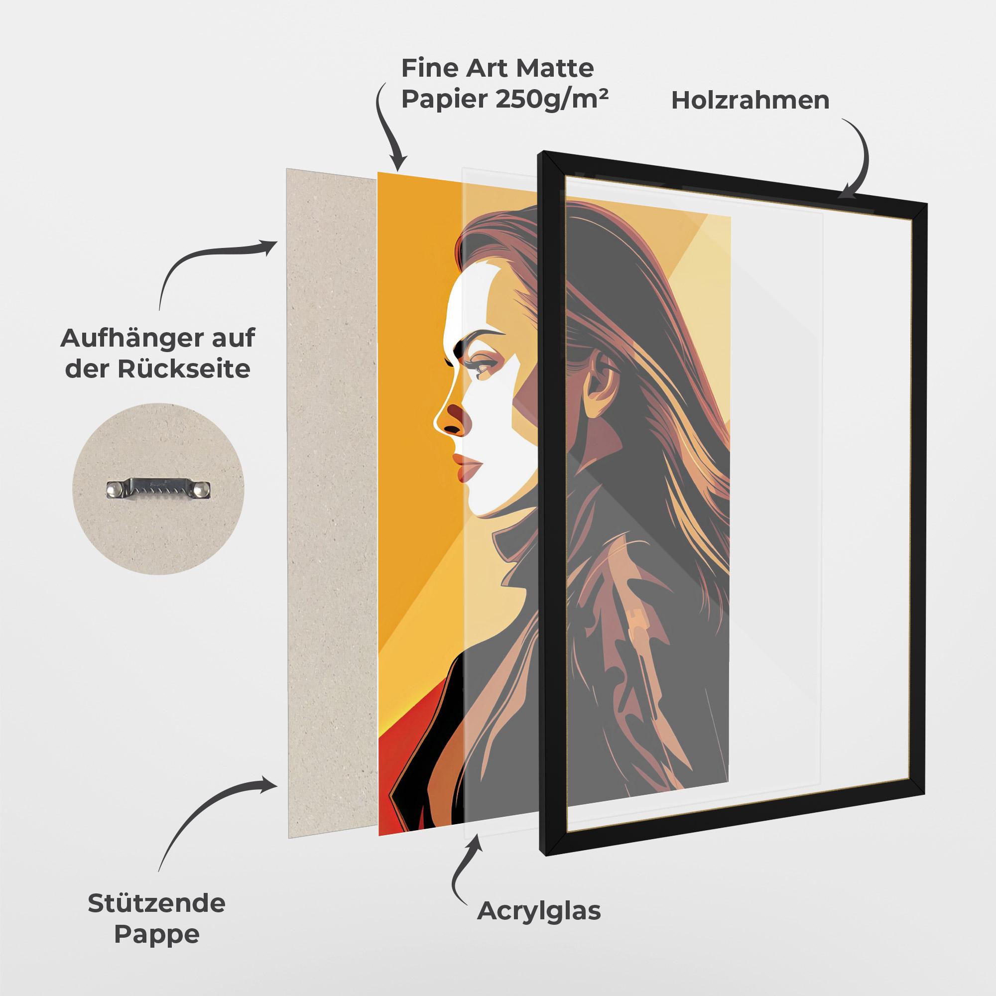 Gerahmte Poster Graphical Pop Girl mockup 1