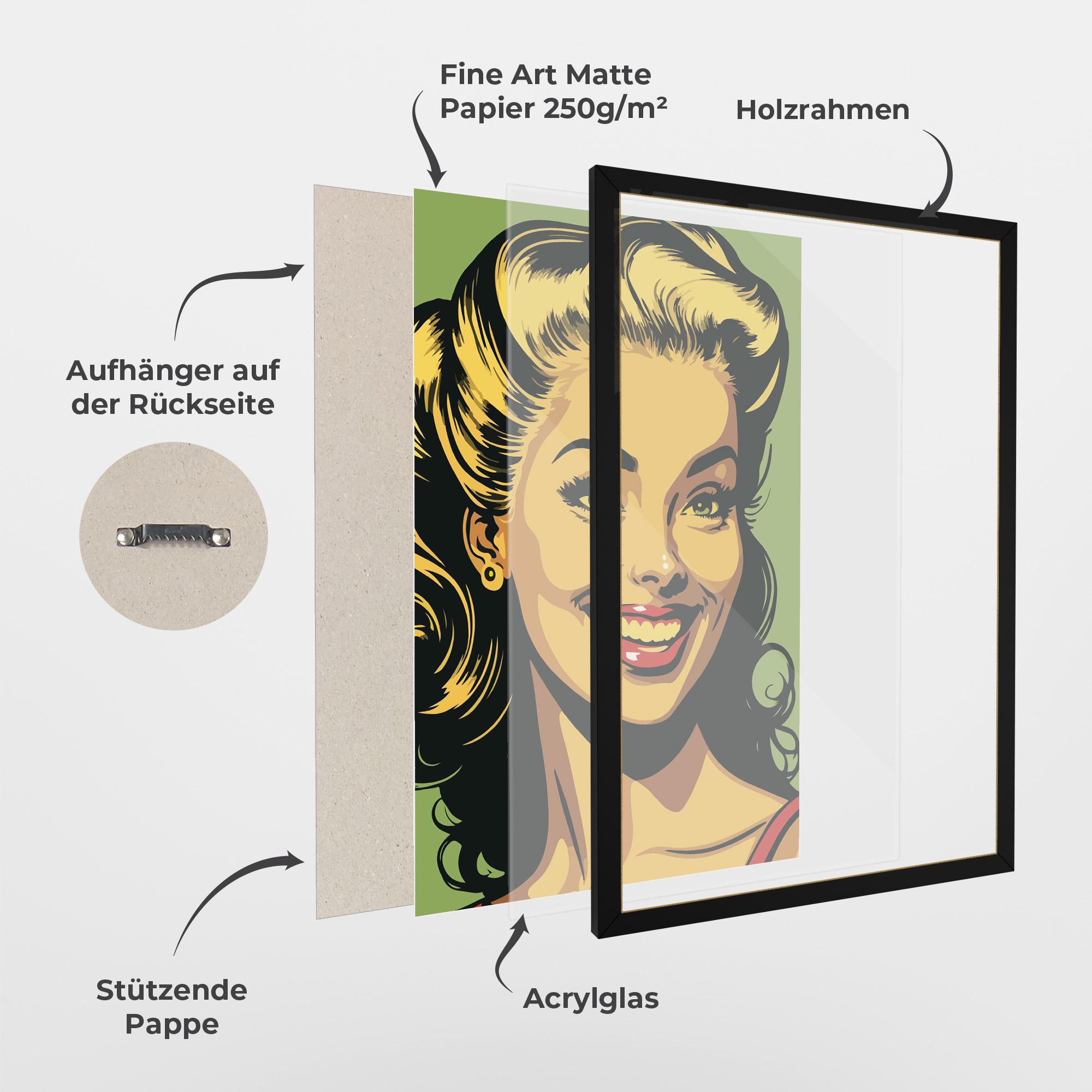 Gerahmte Poster Green Light Pop Lady mockup 1