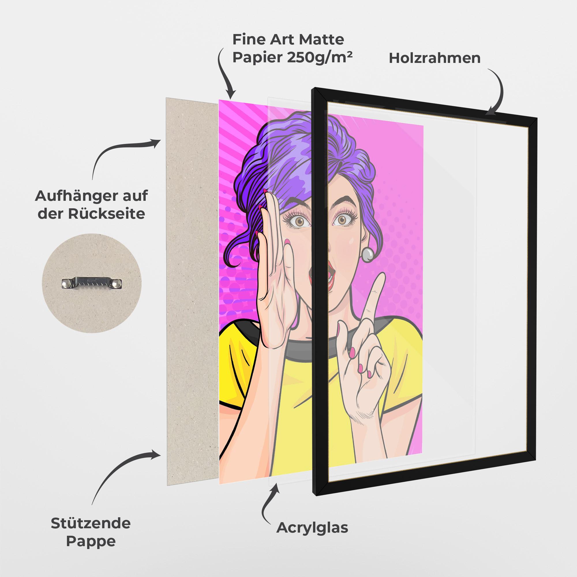 Gerahmte Poster Surprised Pop Woman mockup 1