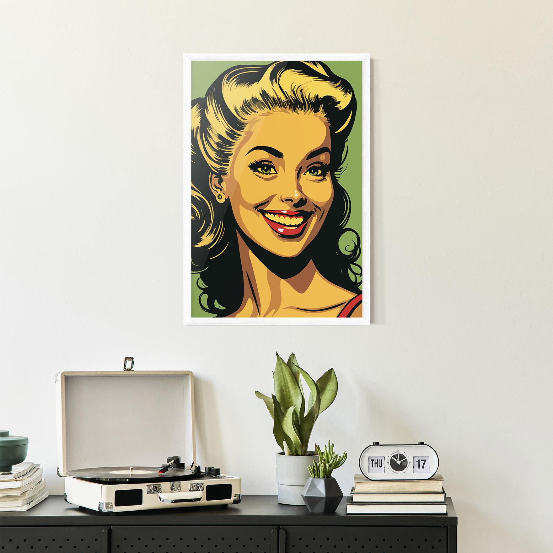 Gerahmte Poster Green Light Pop Lady mockup 2