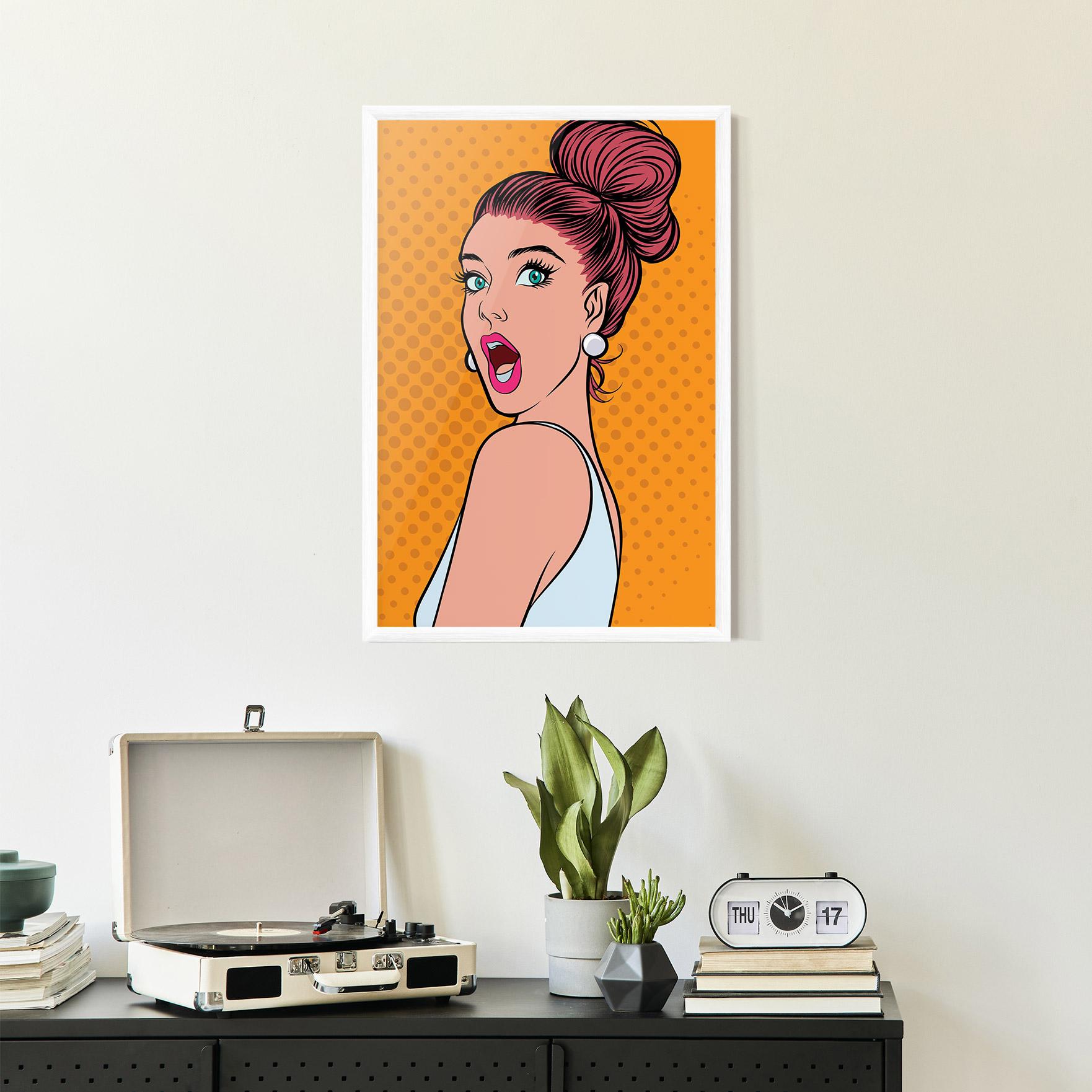 Gerahmte Poster Pop Comic Lady mockup 2