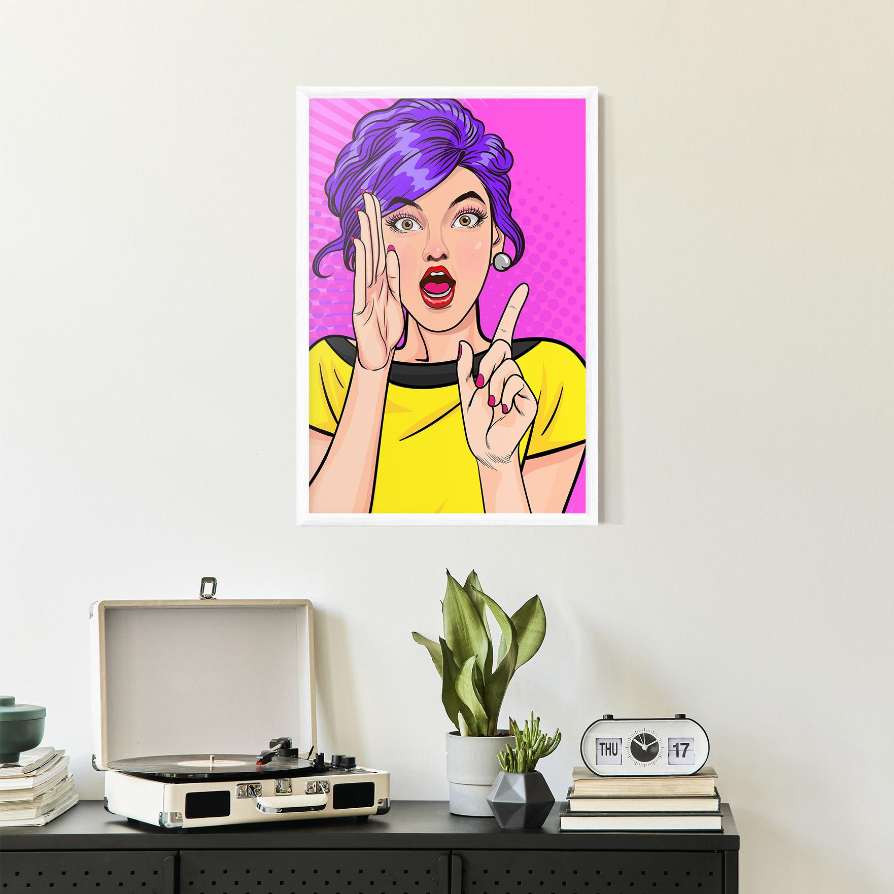 Gerahmte Poster Surprised Pop Woman mockup 2