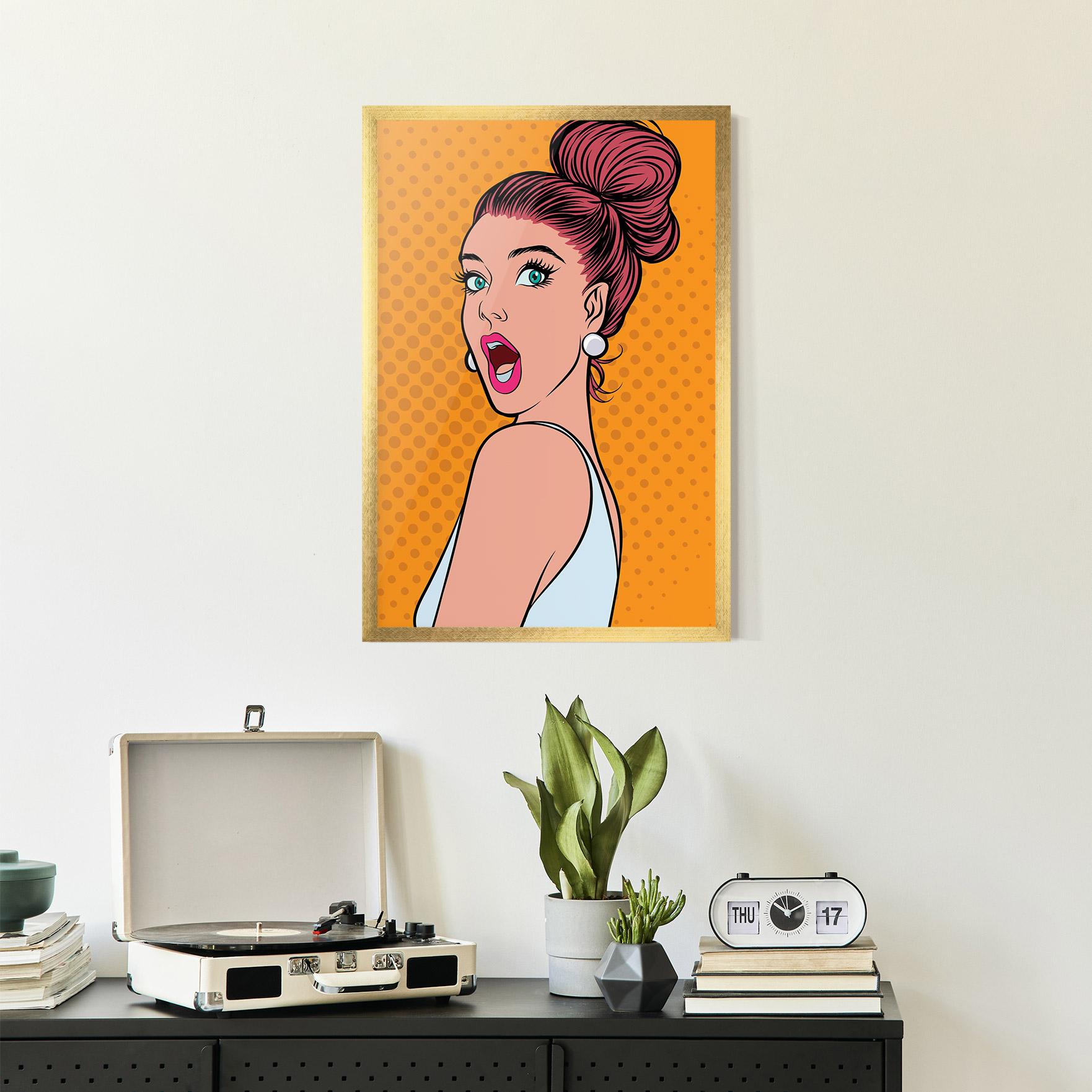 Gerahmte Poster Pop Comic Lady mockup 2