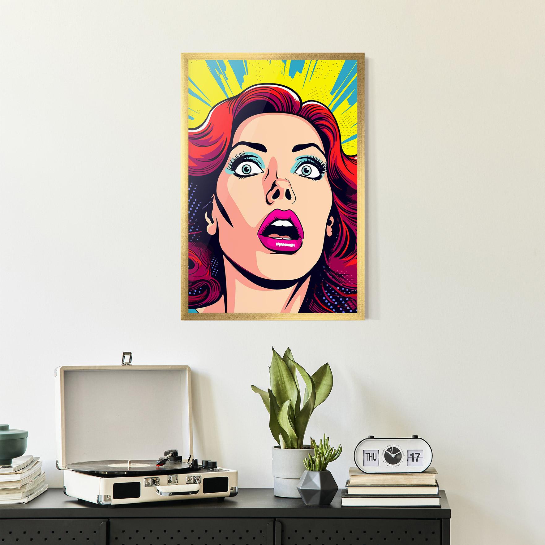Gerahmte Poster Pop Scared Woman mockup 2