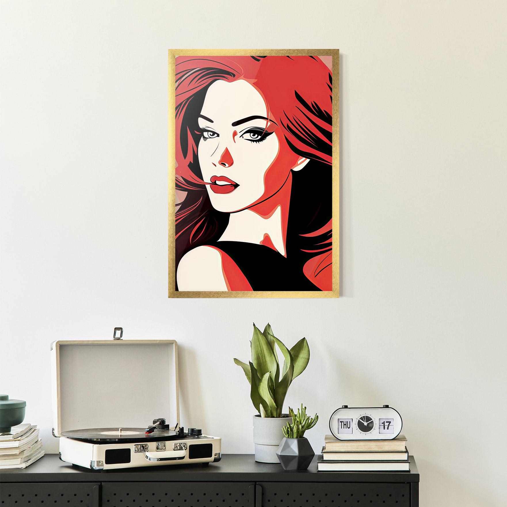 Gerahmte Poster Red Hair Pop Art mockup 2