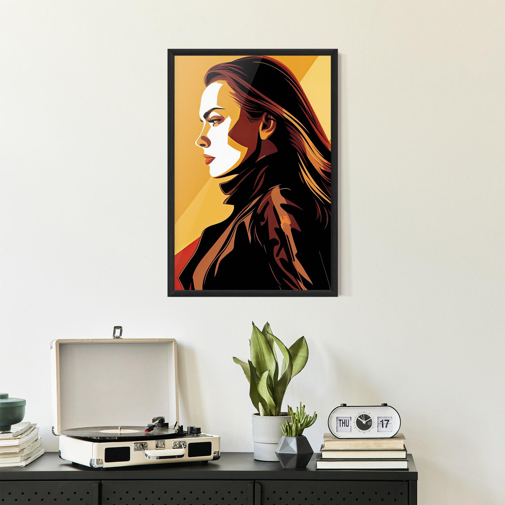 Gerahmte Poster Graphical Pop Girl mockup 2