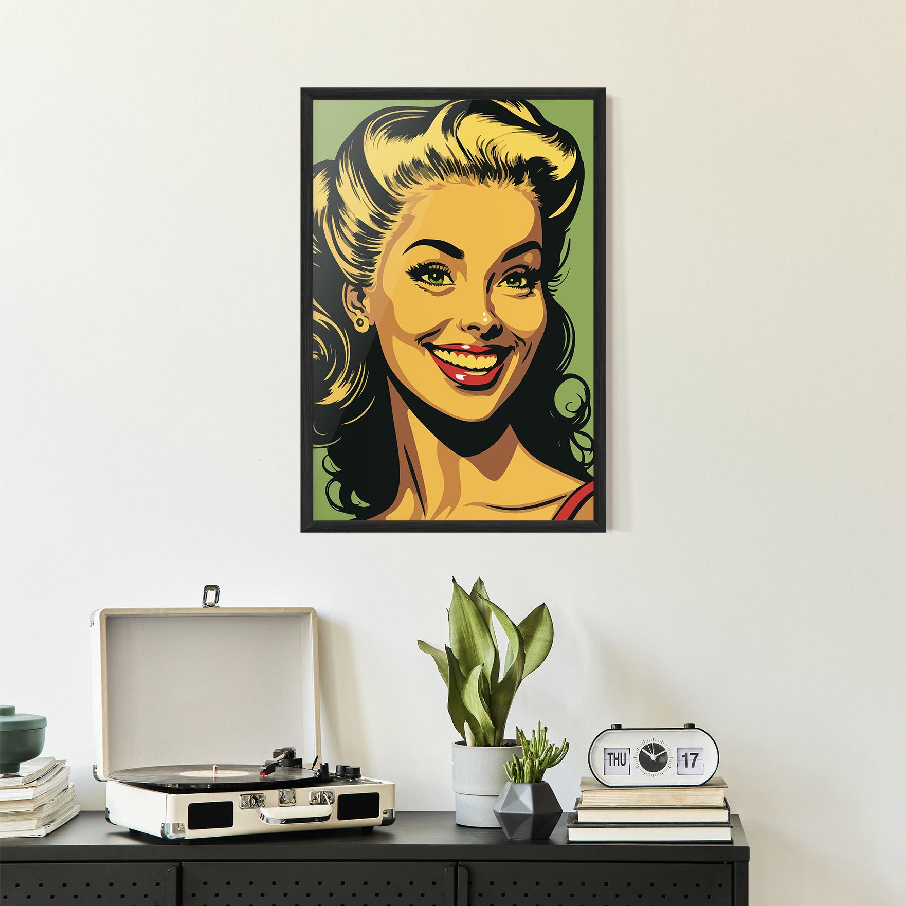 Gerahmte Poster Green Light Pop Lady mockup 2