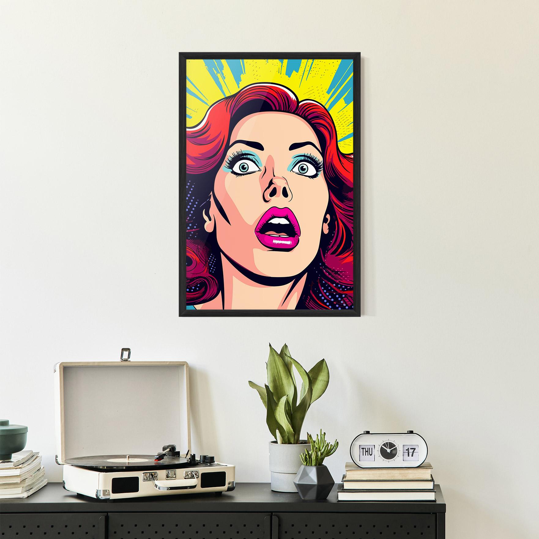 Gerahmte Poster Pop Scared Woman mockup 2