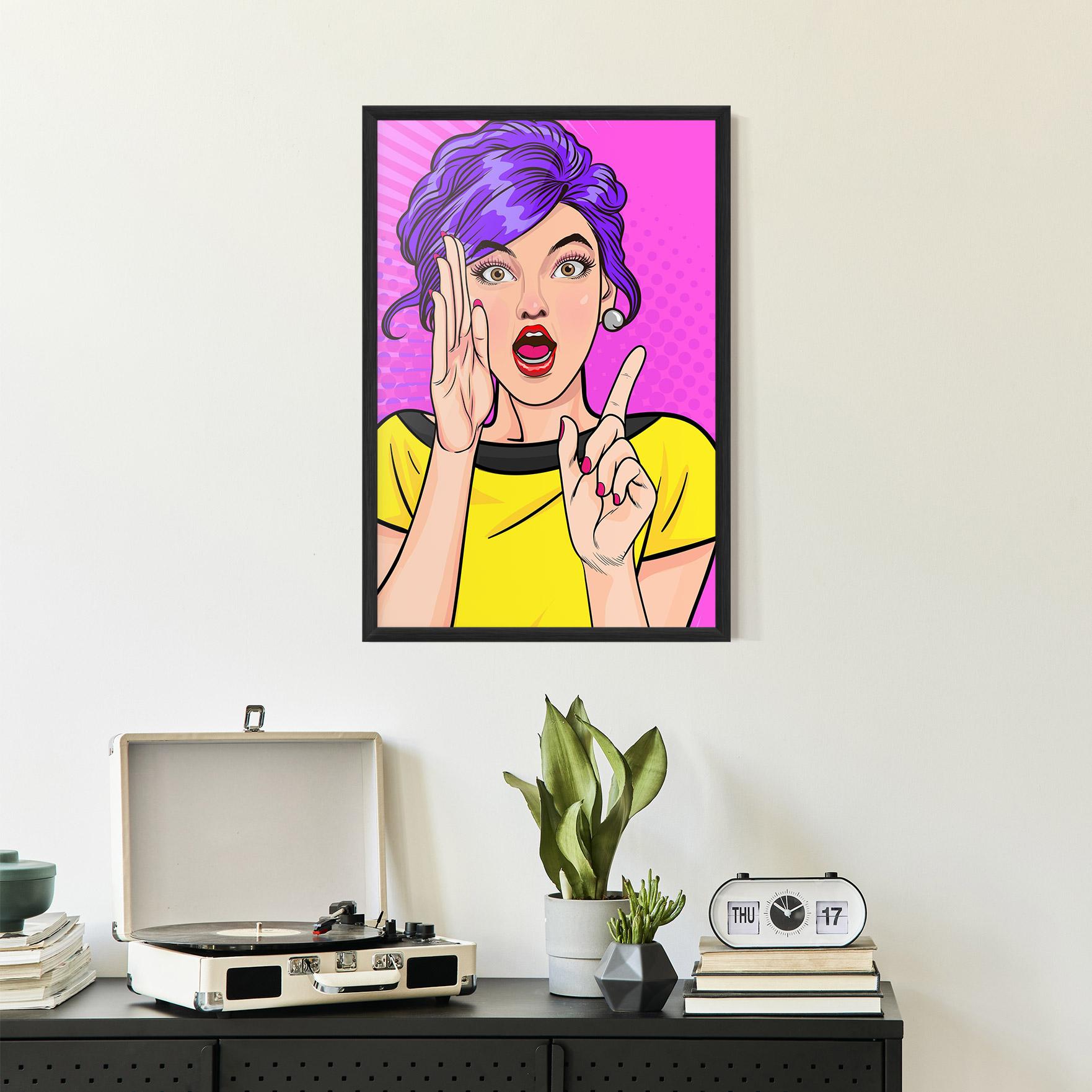 Gerahmte Poster Surprised Pop Woman mockup 2