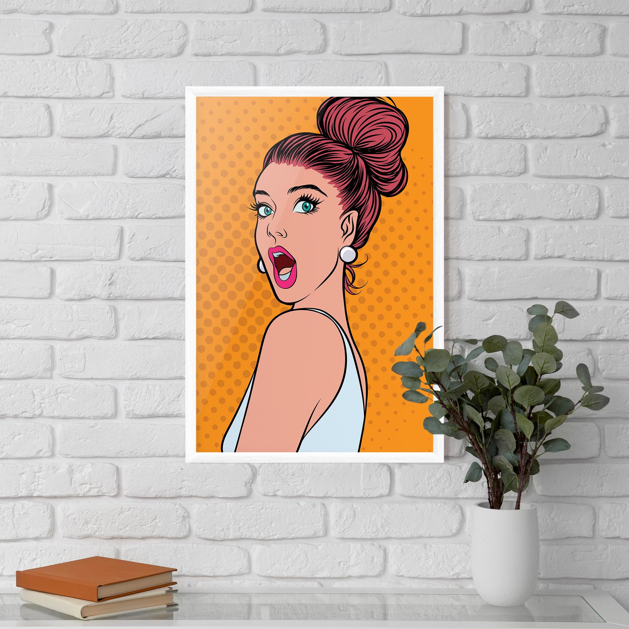 Gerahmte Poster Pop Comic Lady mockup 5