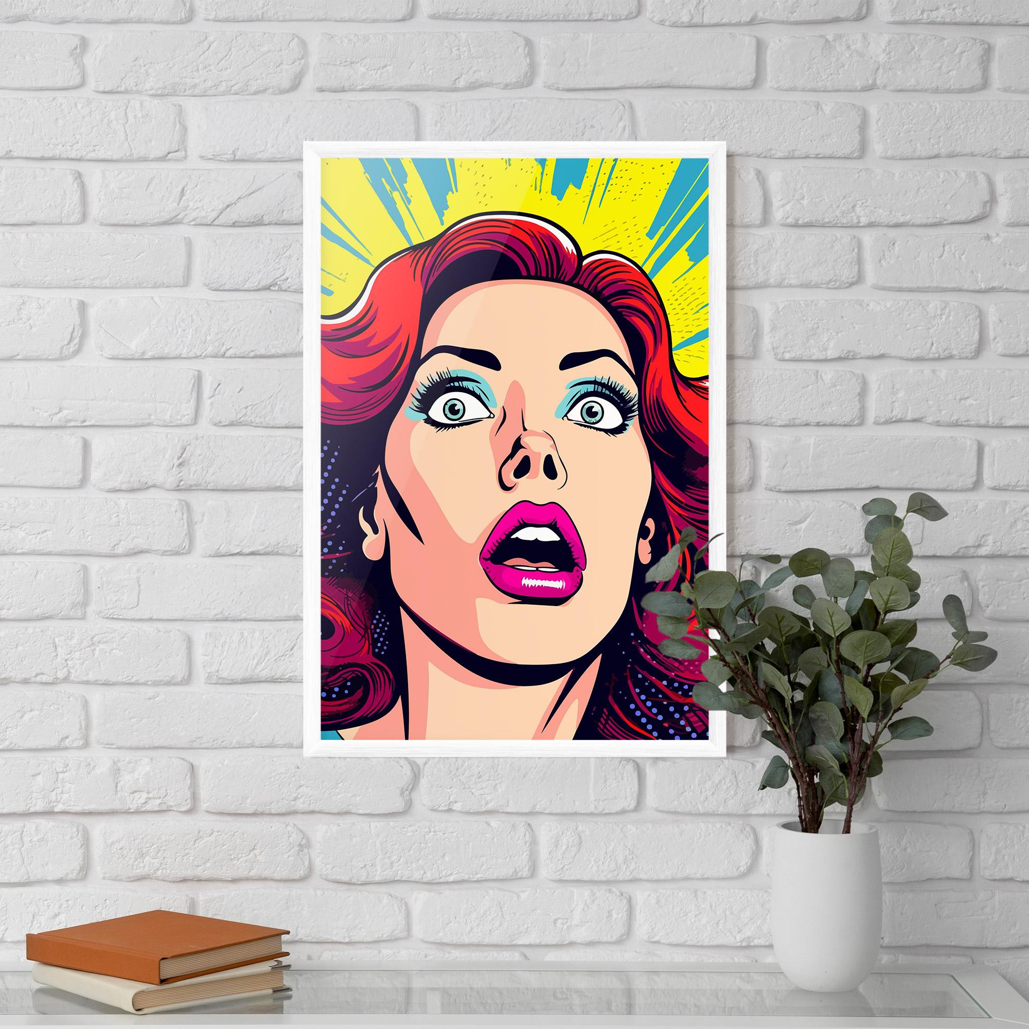 Gerahmte Poster Pop Scared Woman mockup 5