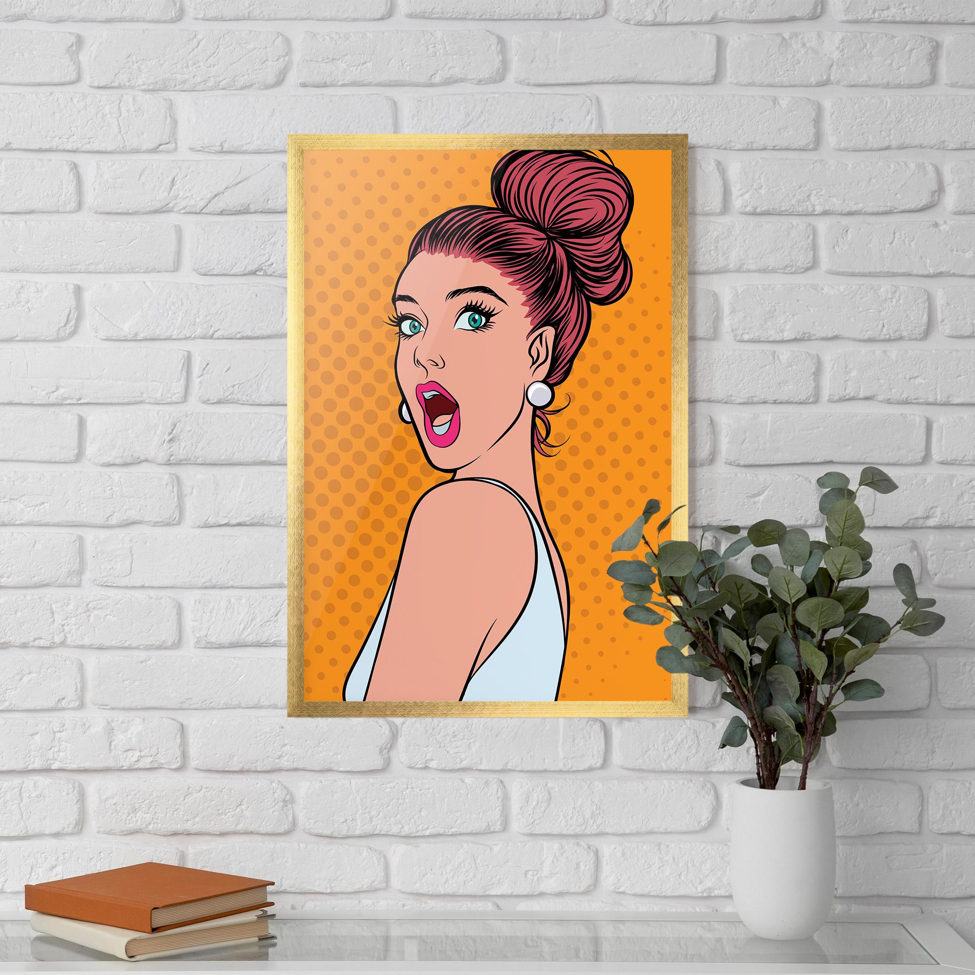 Gerahmte Poster Pop Comic Lady mockup 5