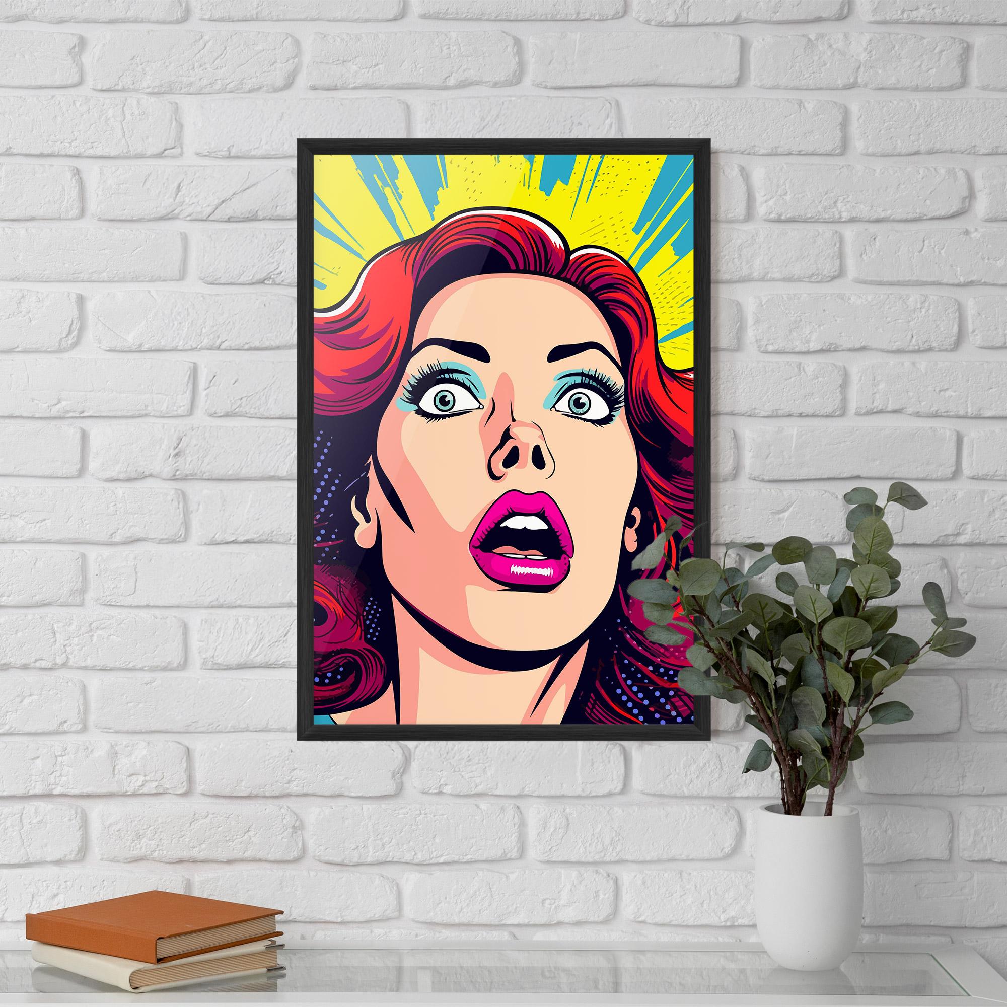 Gerahmte Poster Pop Scared Woman mockup 5