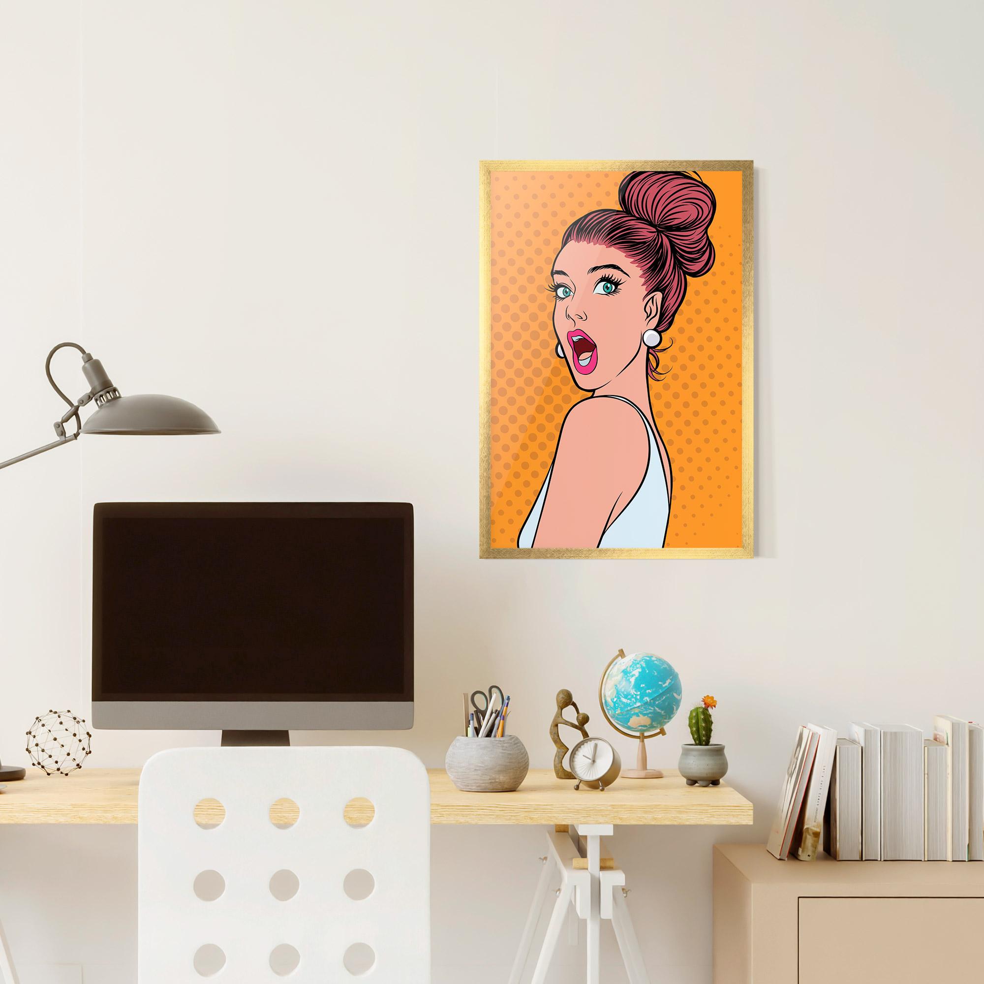 Gerahmte Poster Pop Comic Lady mockup 6