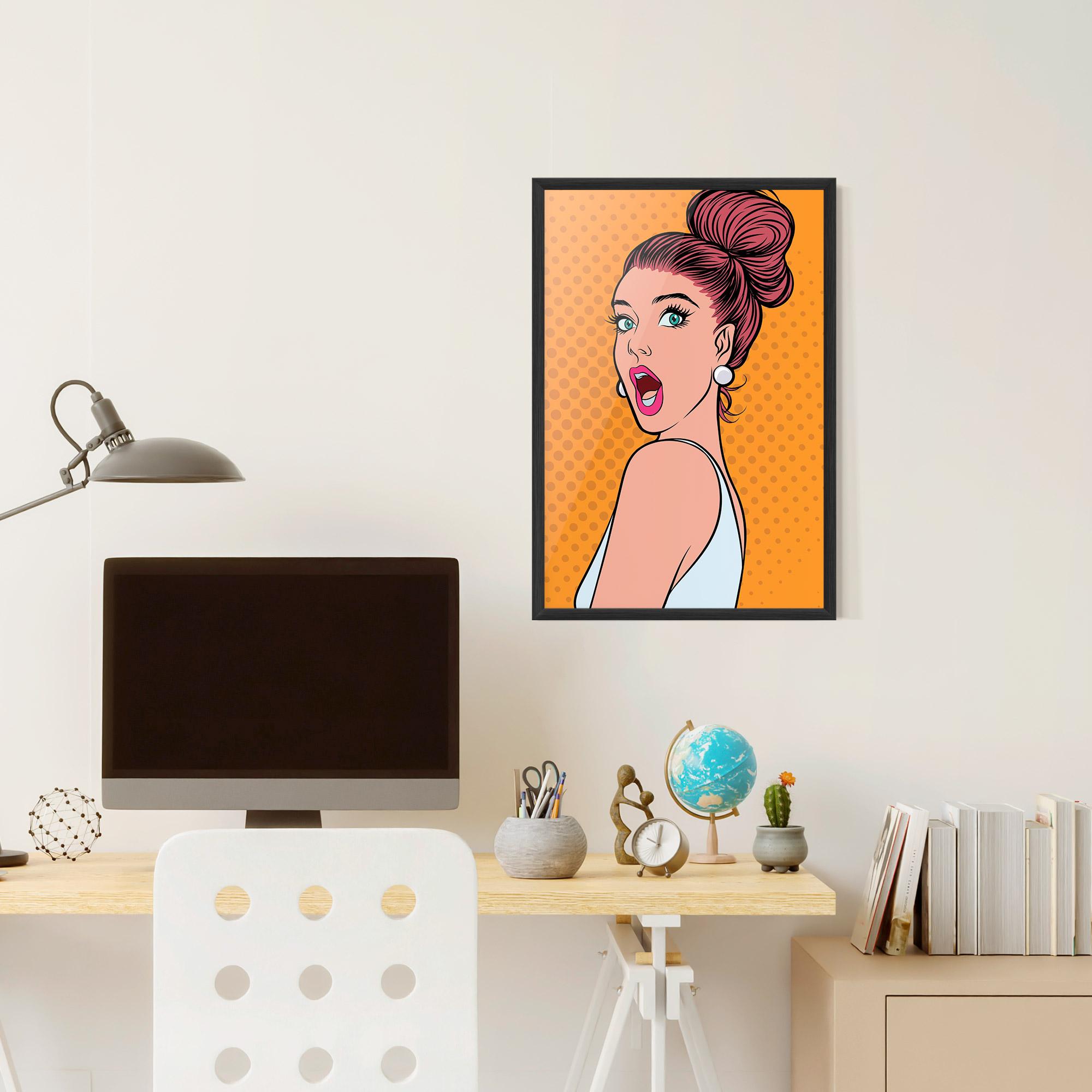 Gerahmte Poster Pop Comic Lady mockup 6
