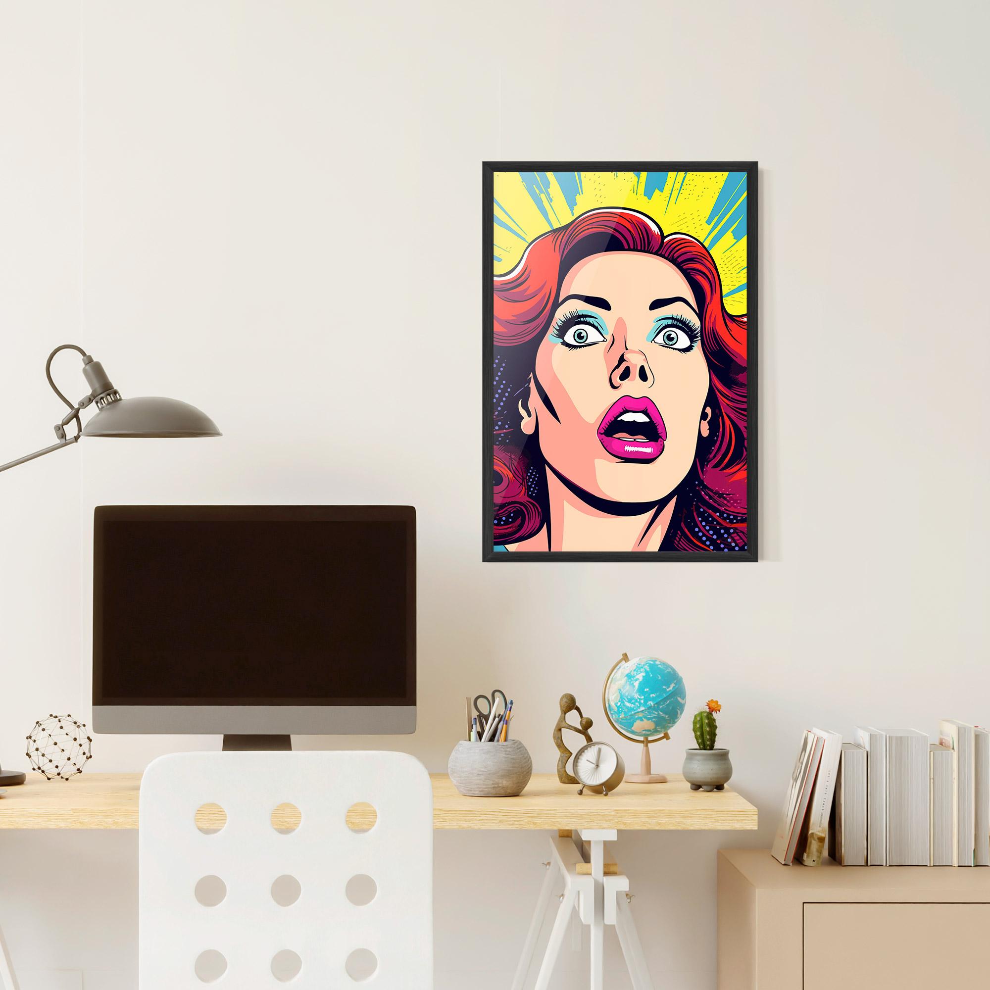 Gerahmte Poster Pop Scared Woman mockup 6