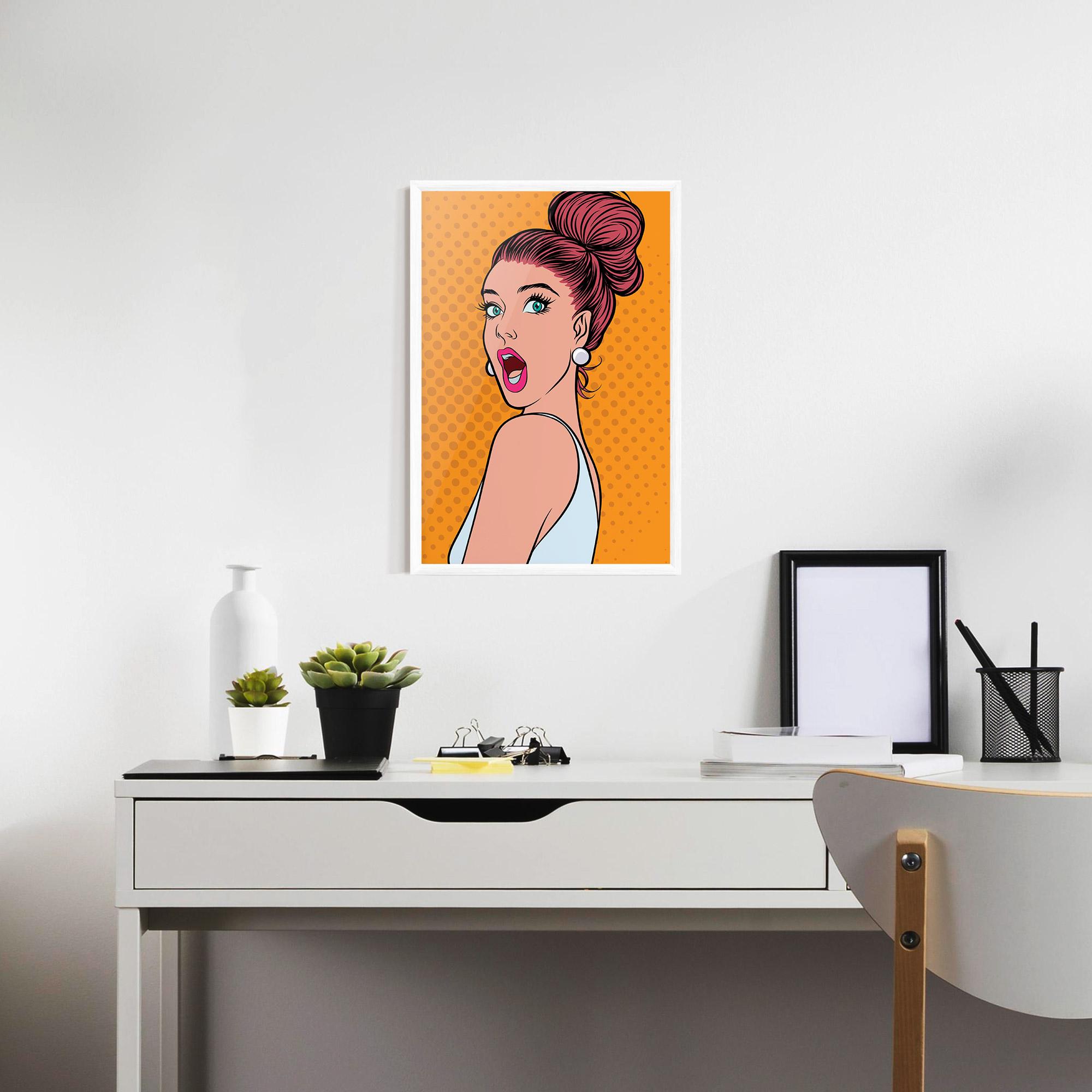 Gerahmte Poster Pop Comic Lady mockup 7