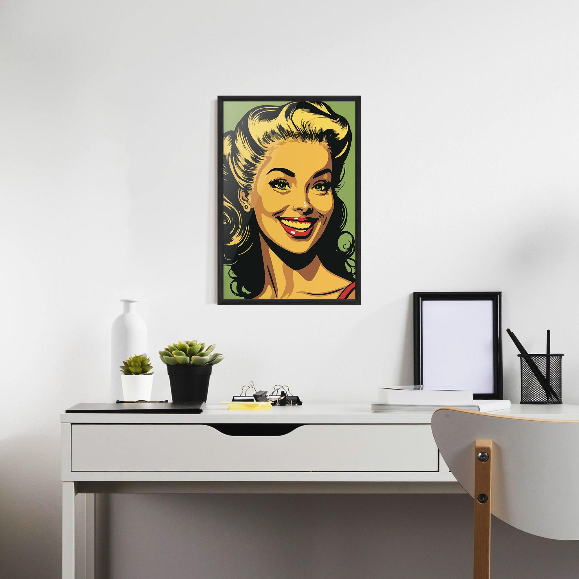 Gerahmte Poster Green Light Pop Lady mockup 7