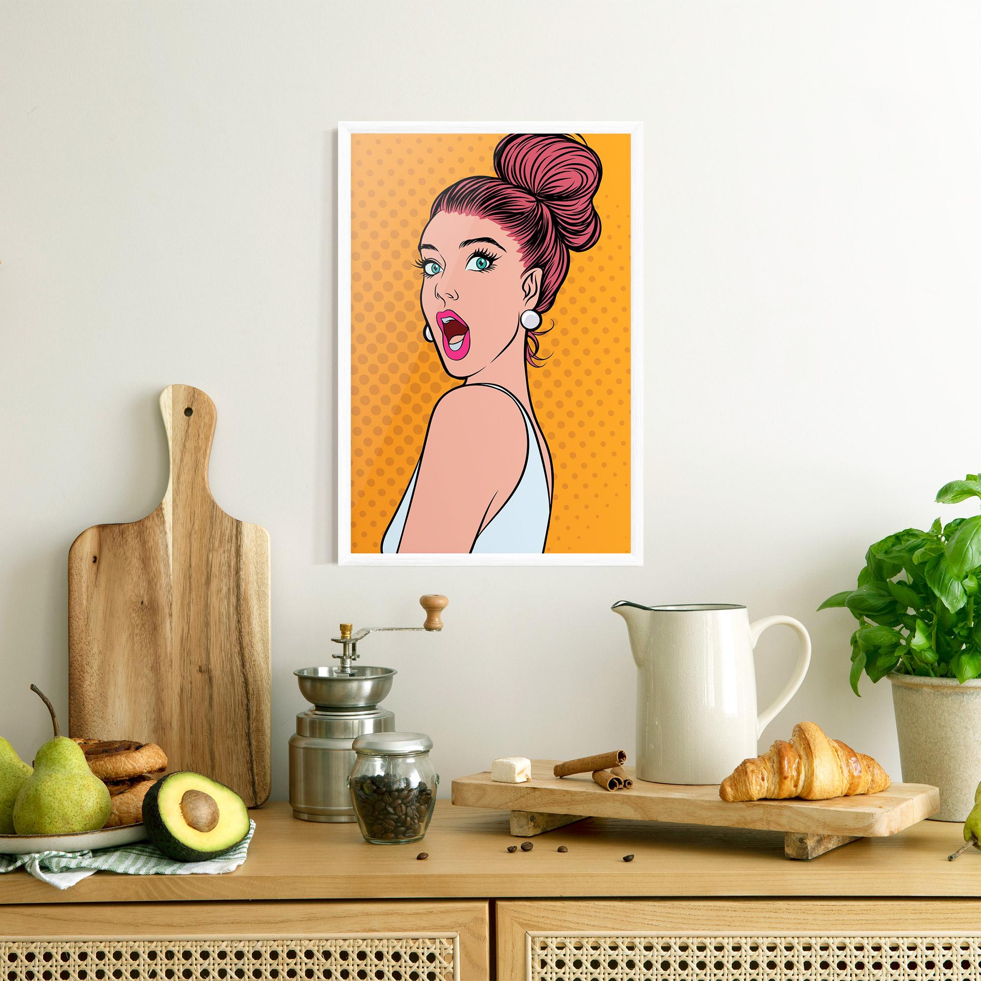 Gerahmte Poster Pop Comic Lady mockup 8