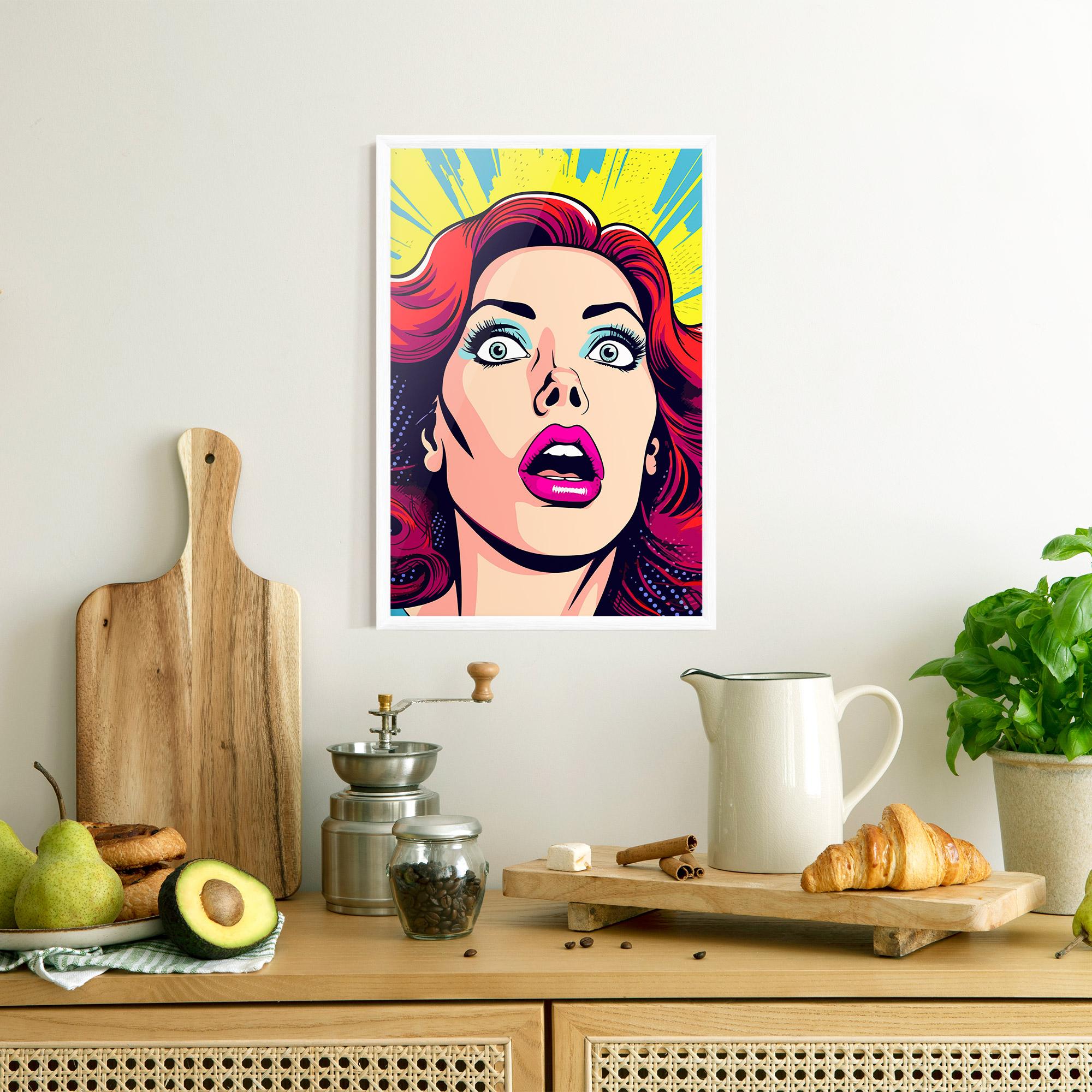 Gerahmte Poster Pop Scared Woman mockup 8