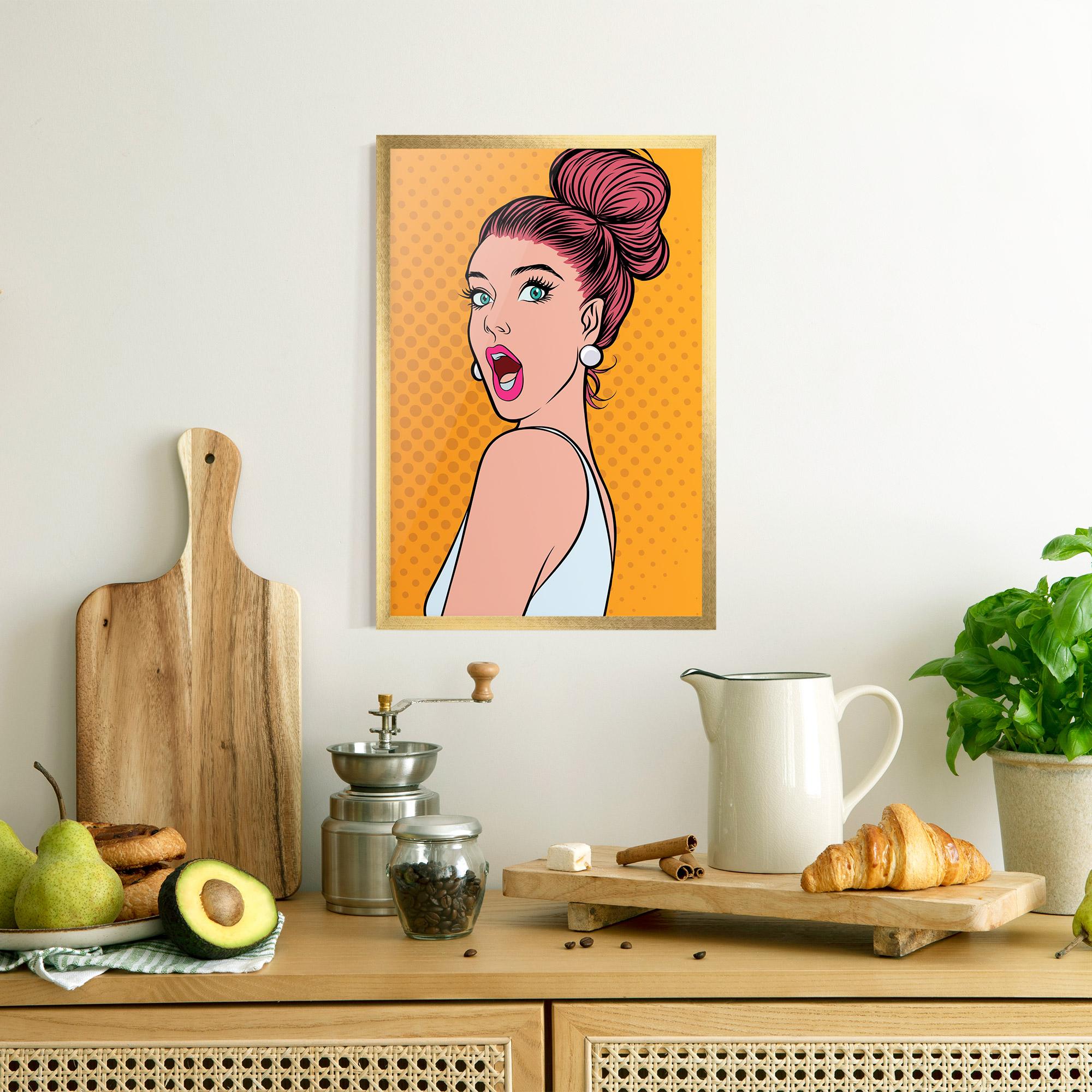 Gerahmte Poster Pop Comic Lady mockup 8