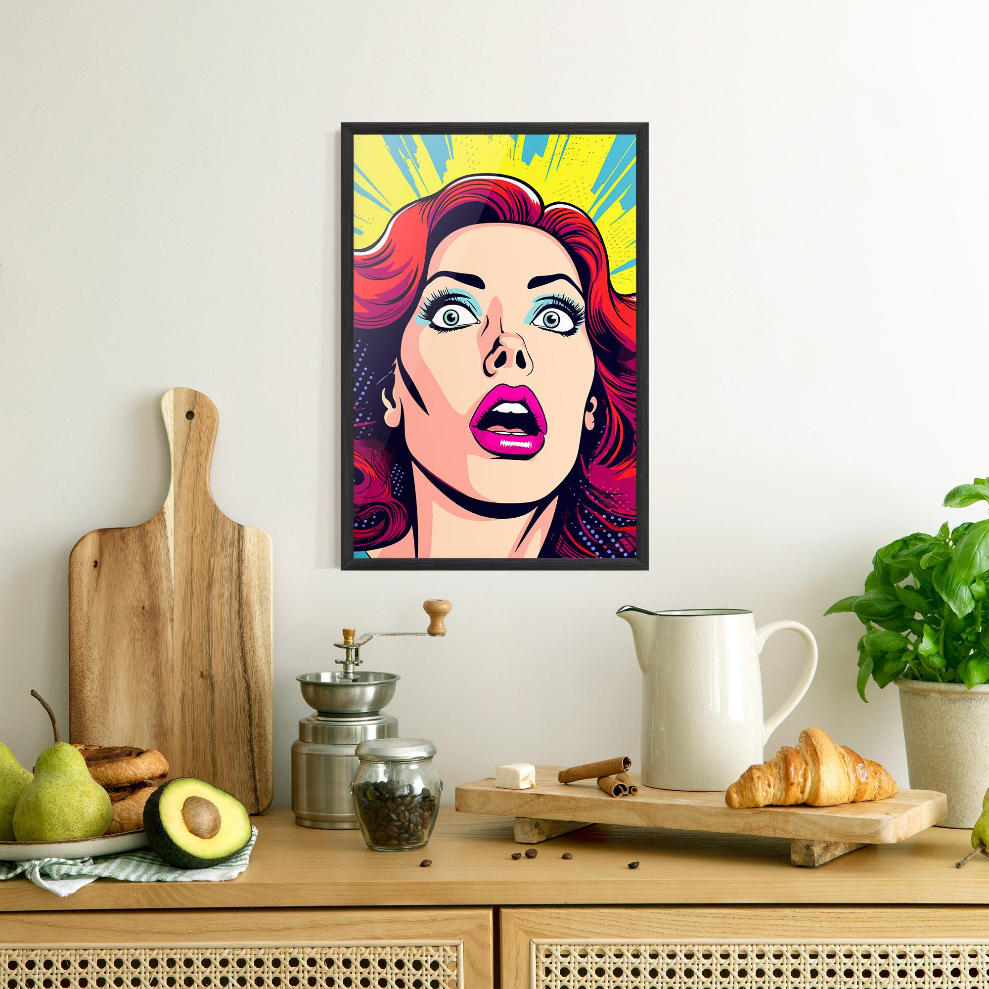 Gerahmte Poster Pop Scared Woman mockup 8
