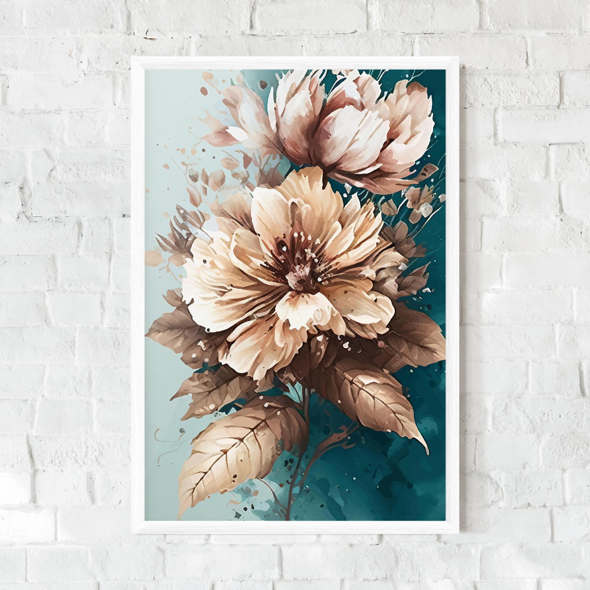 Gerahmte Poster Flower Green Watercolor mockup 0