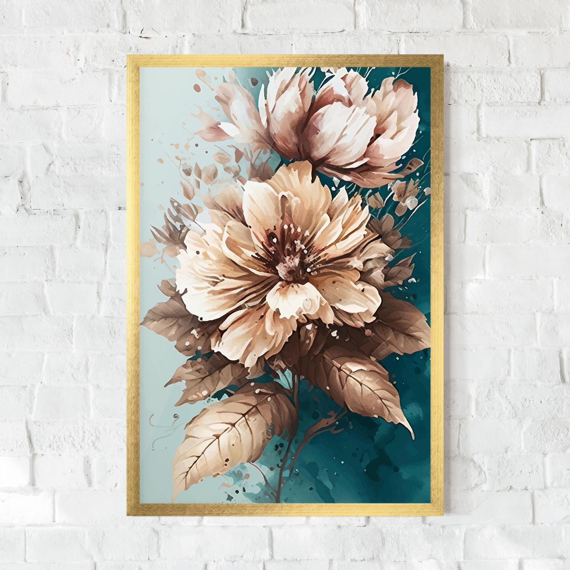 Gerahmte Poster Flower Green Watercolor mockup 0