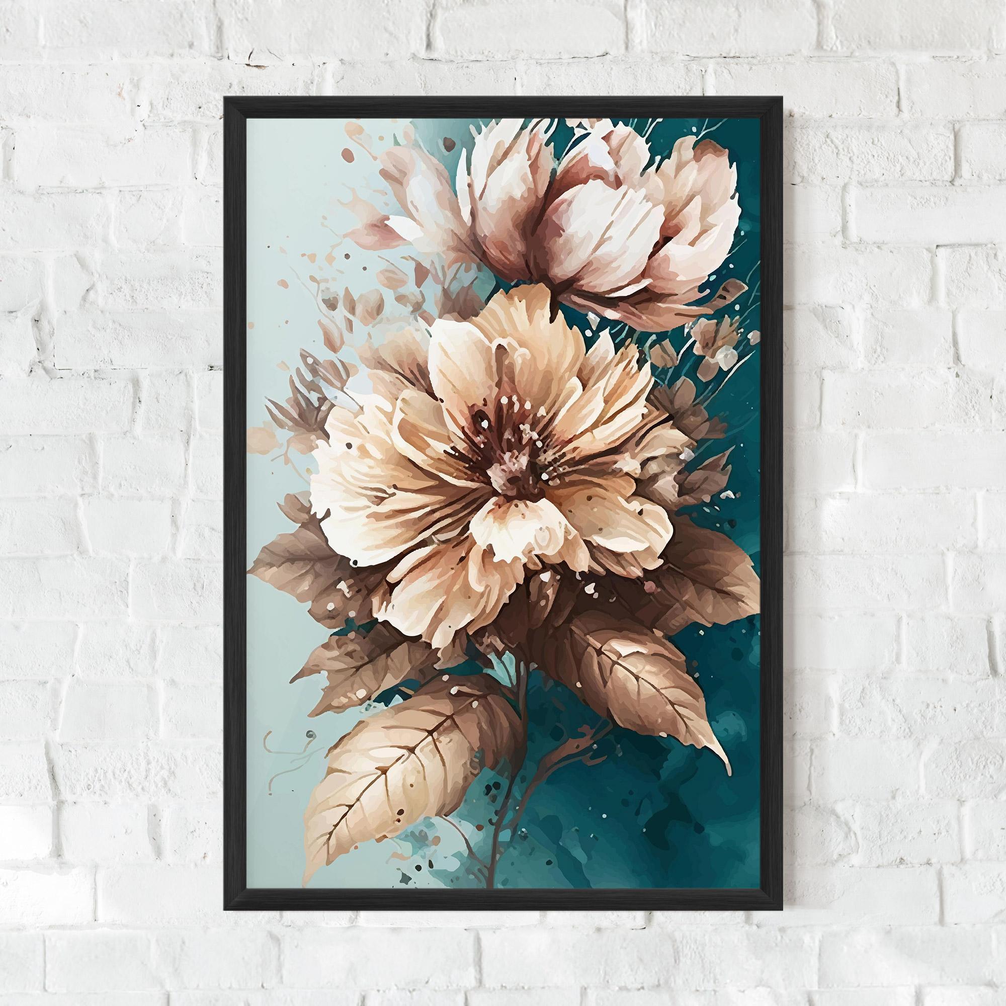Gerahmte Poster Flower Green Watercolor mockup 0