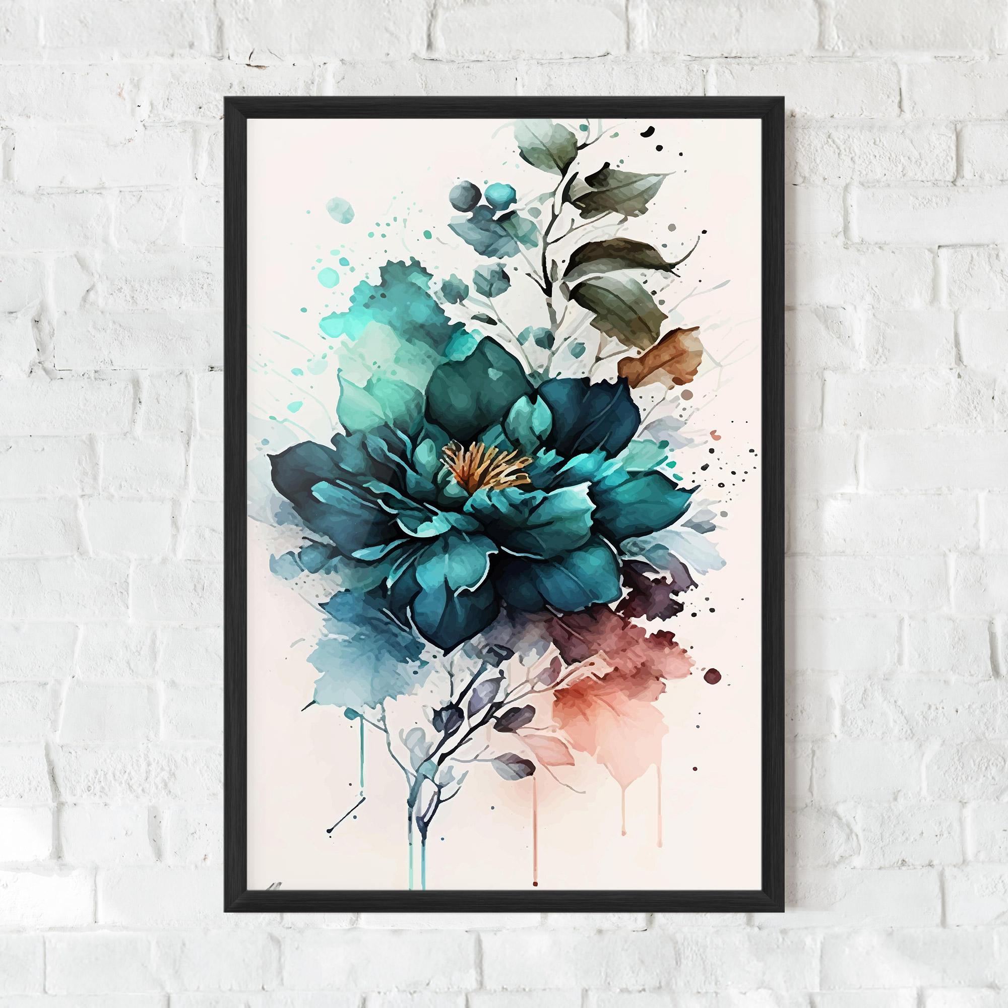 Gerahmte Poster Flower Watercolor mockup 0