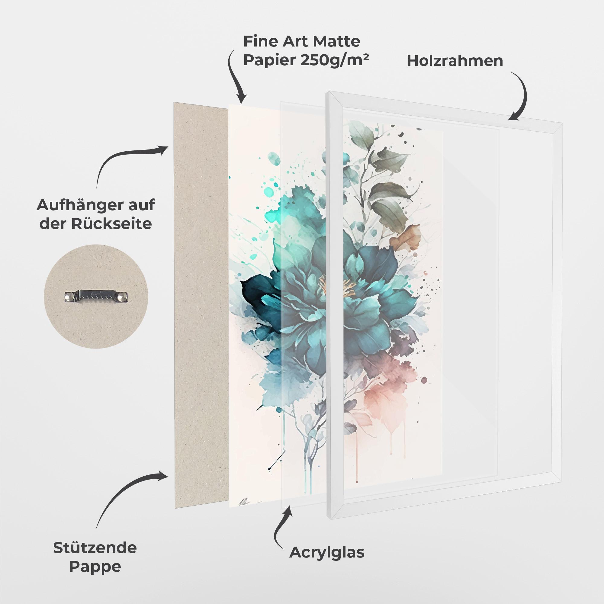 Gerahmte Poster Flower Watercolor mockup 1