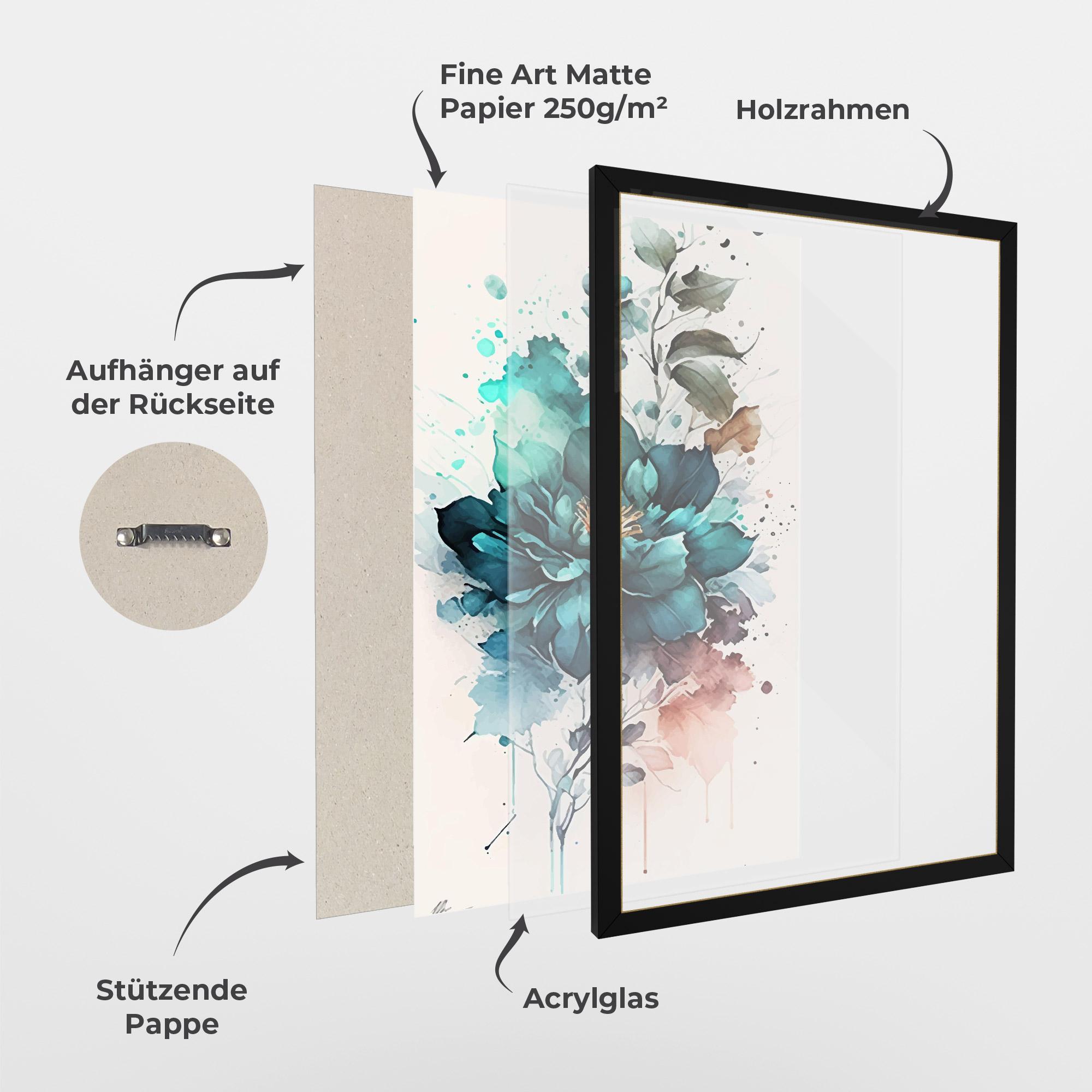 Gerahmte Poster Flower Watercolor mockup 1