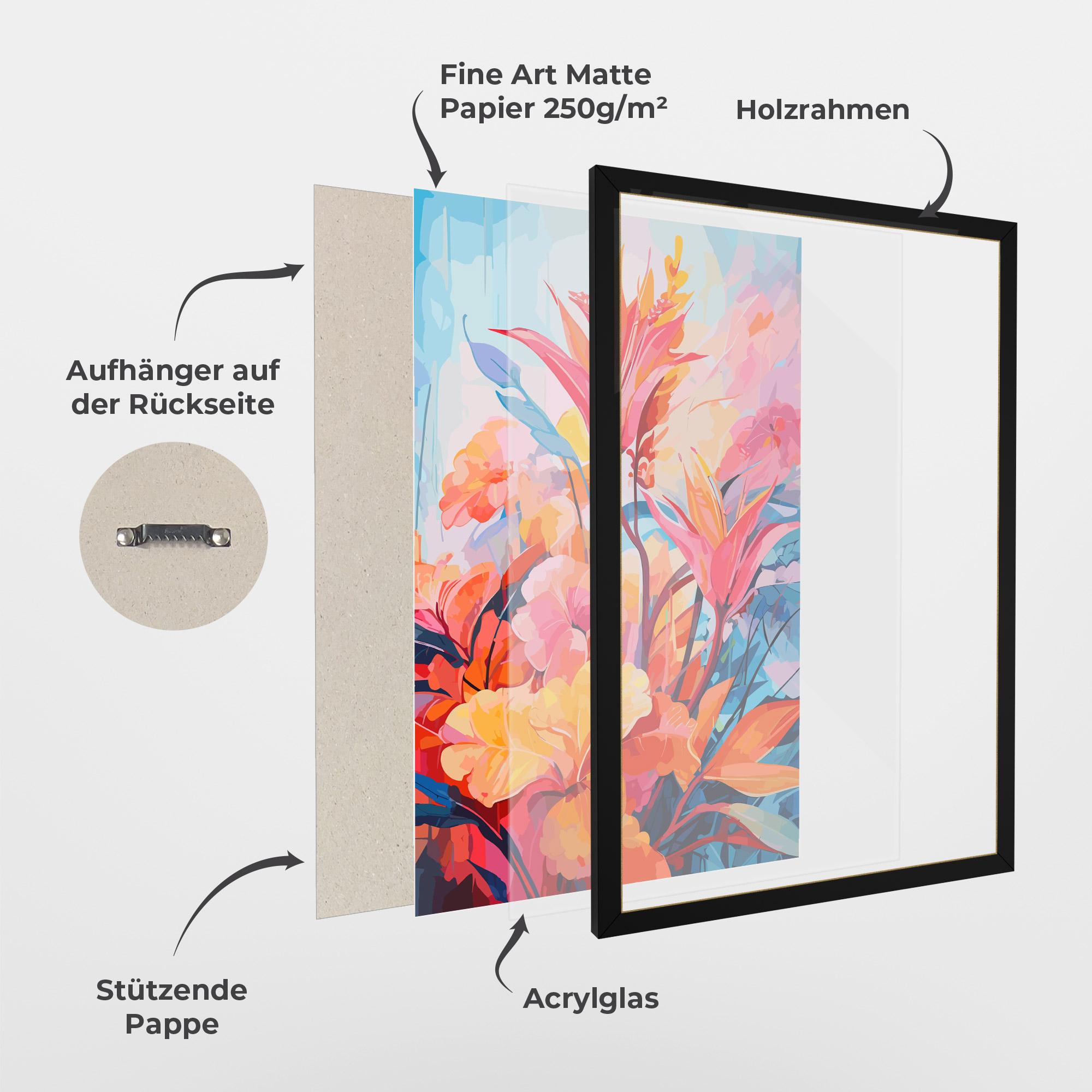 Gerahmte Poster Orange Art Flower mockup 1