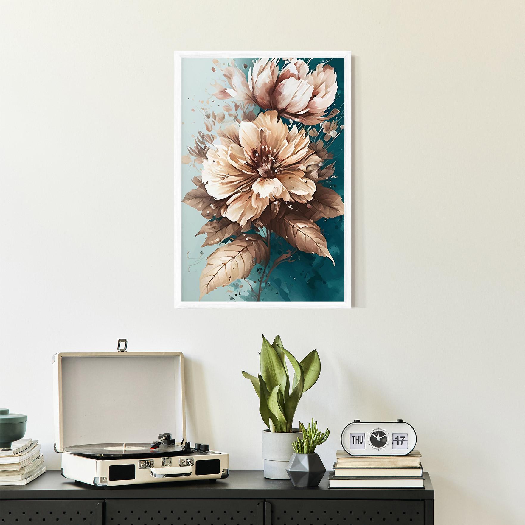 Gerahmte Poster Flower Green Watercolor mockup 2