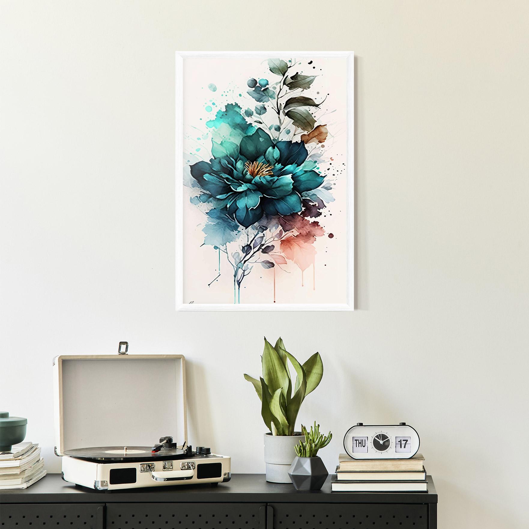 Gerahmte Poster Flower Watercolor mockup 2