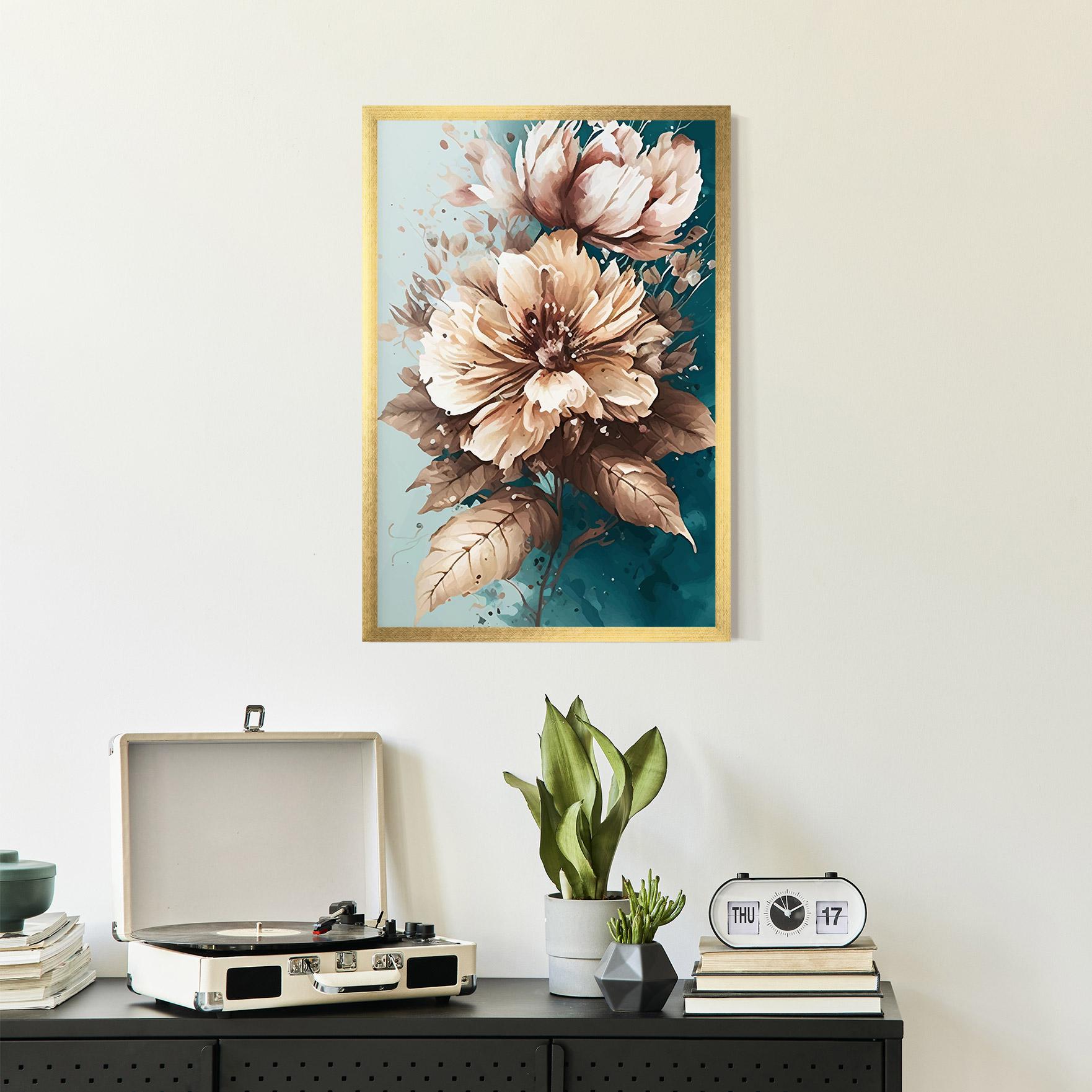 Gerahmte Poster Flower Green Watercolor mockup 2