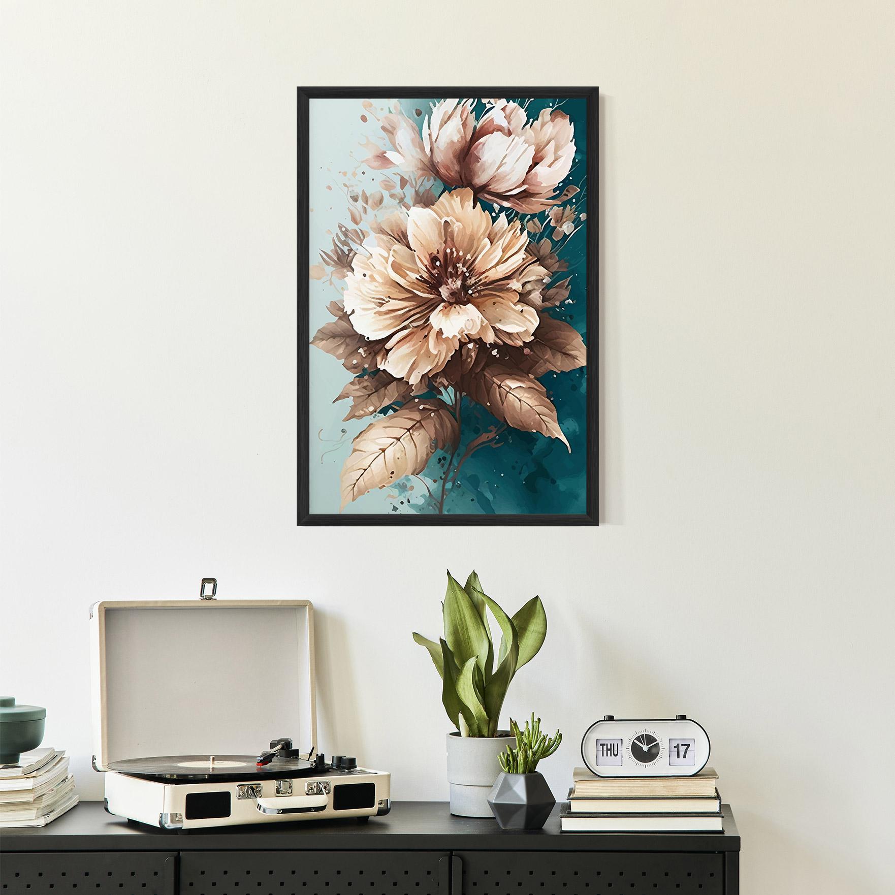 Gerahmte Poster Flower Green Watercolor mockup 2