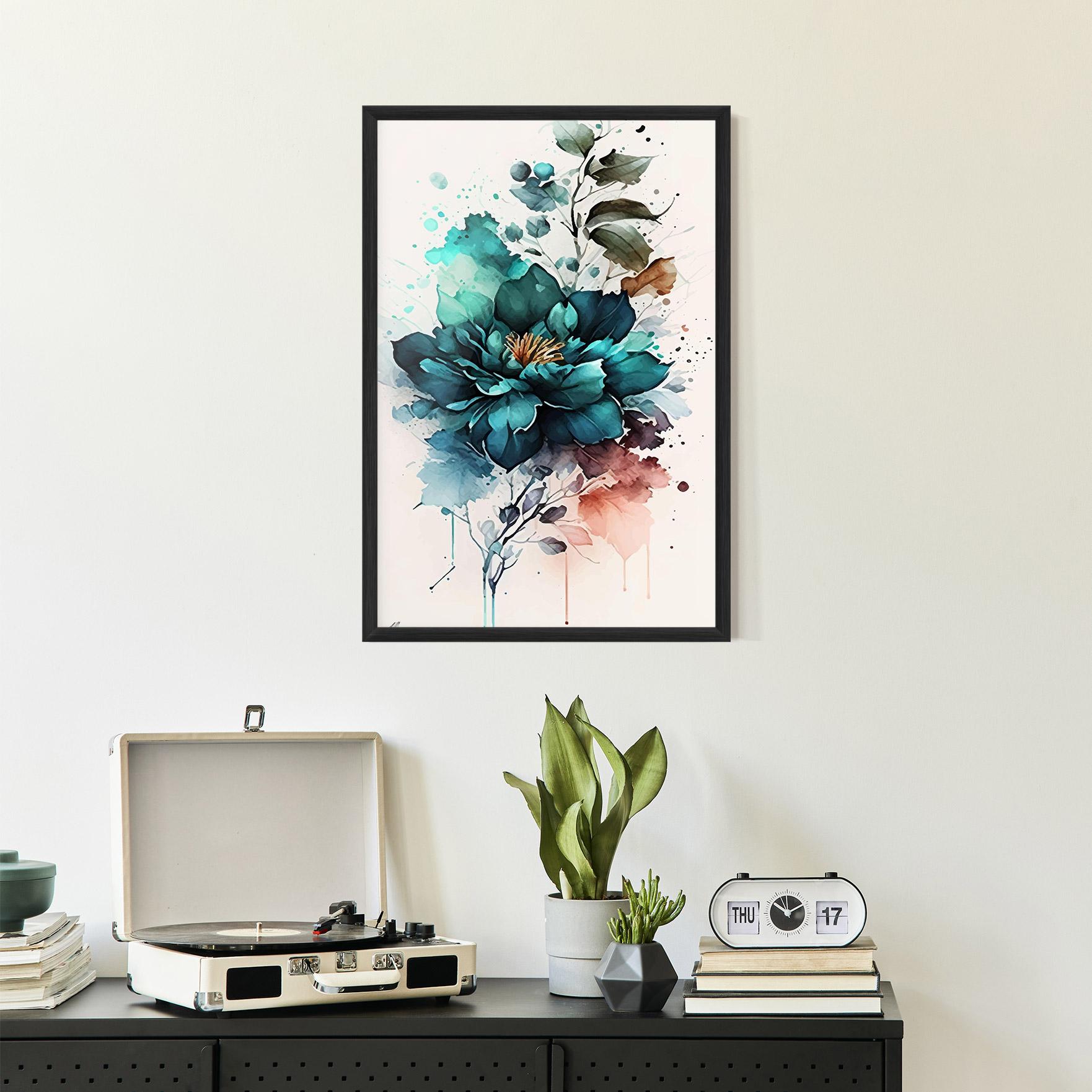 Gerahmte Poster Flower Watercolor mockup 2