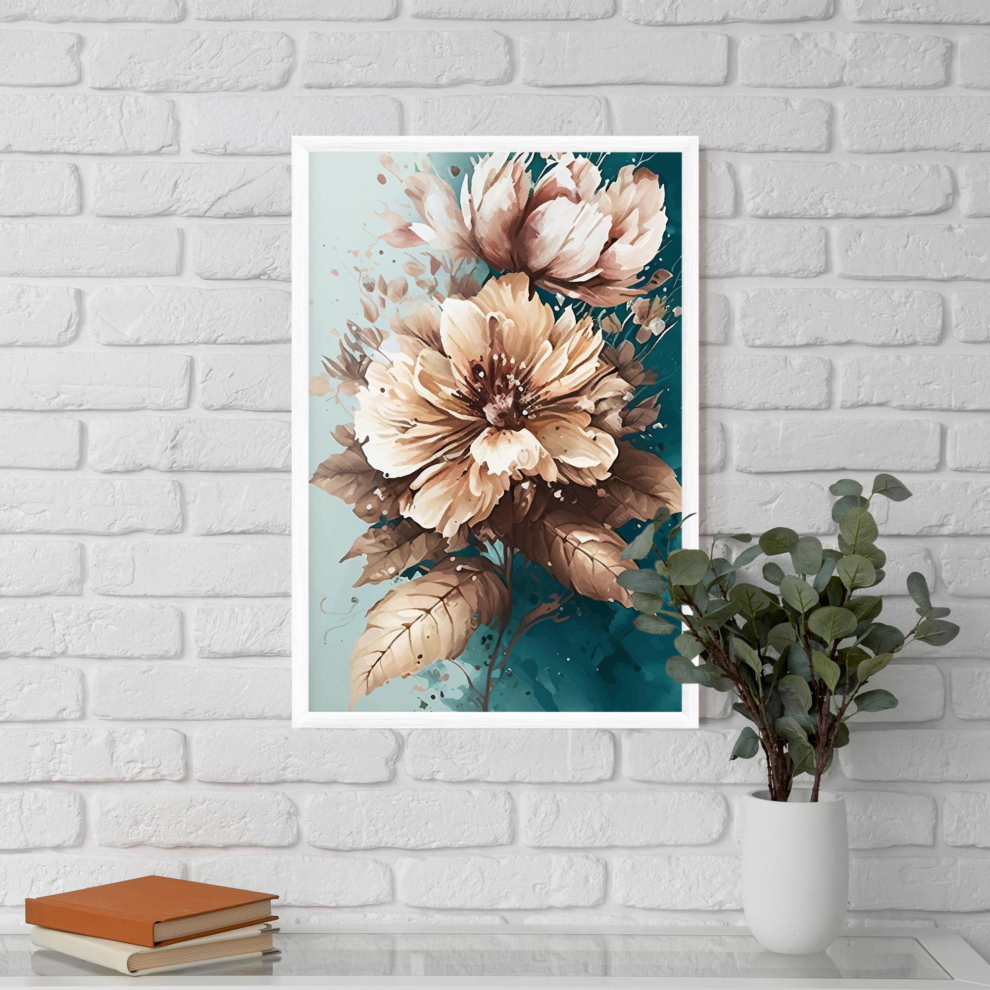 Gerahmte Poster Flower Green Watercolor mockup 5