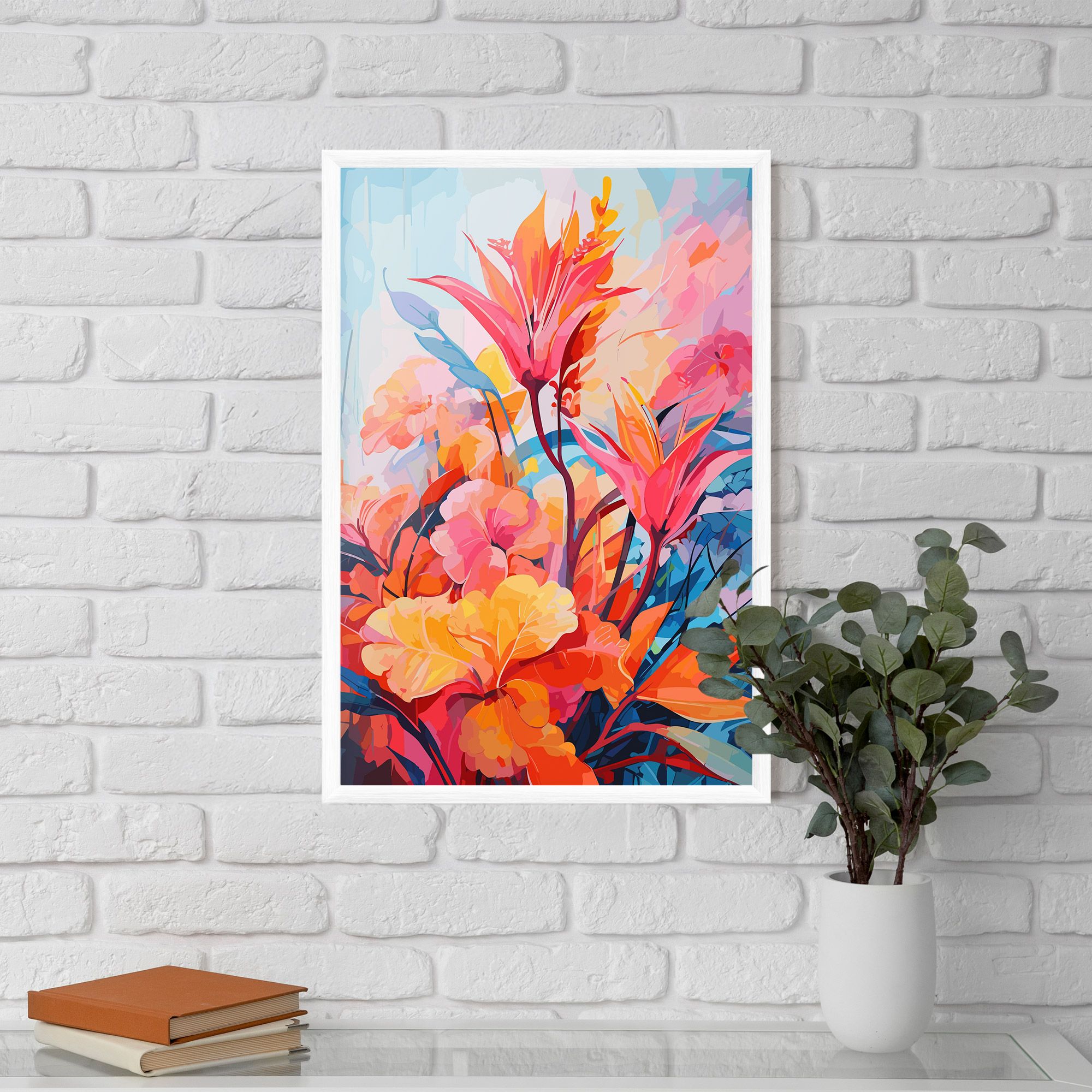 Orange Art Flower mockup 5