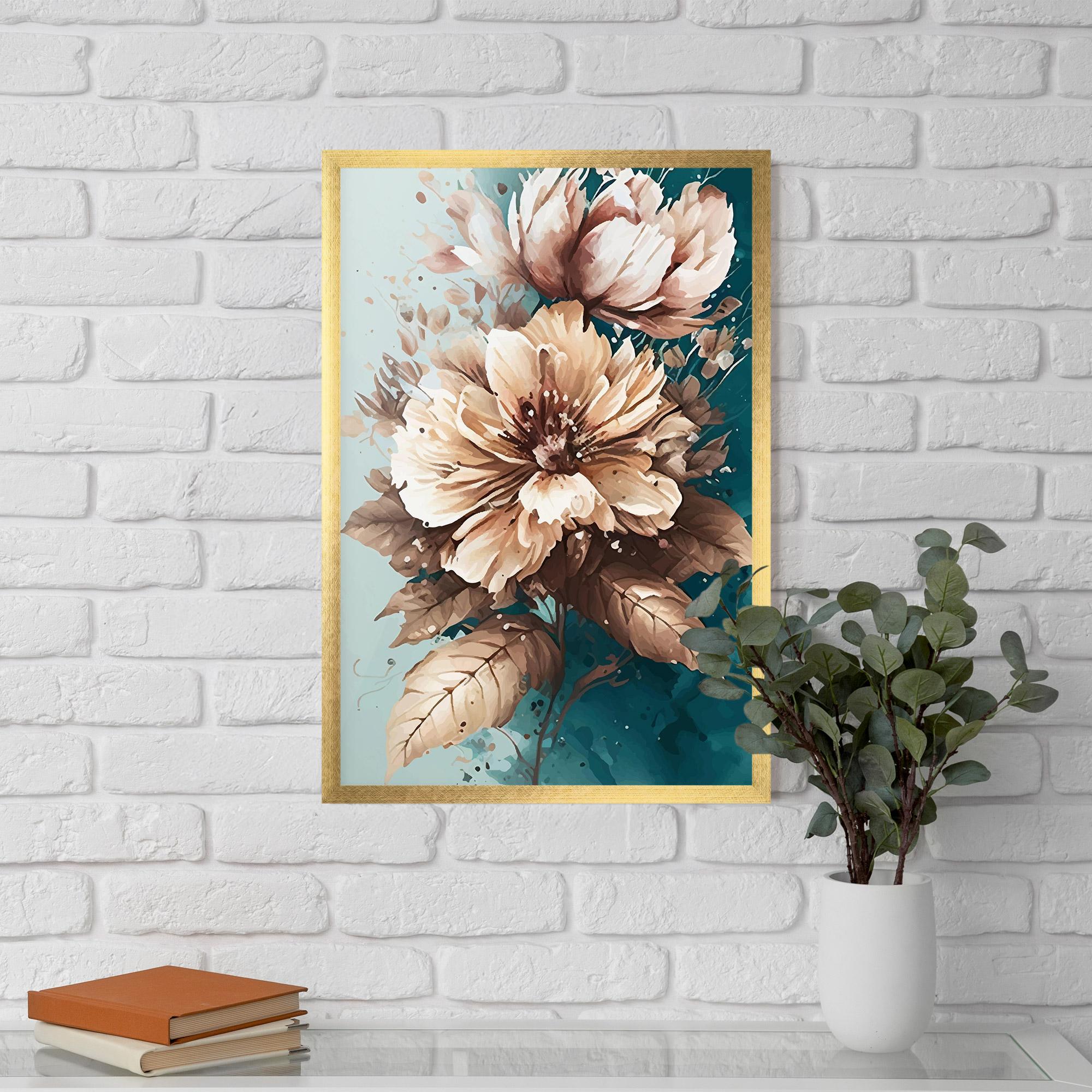 Gerahmte Poster Flower Green Watercolor mockup 5