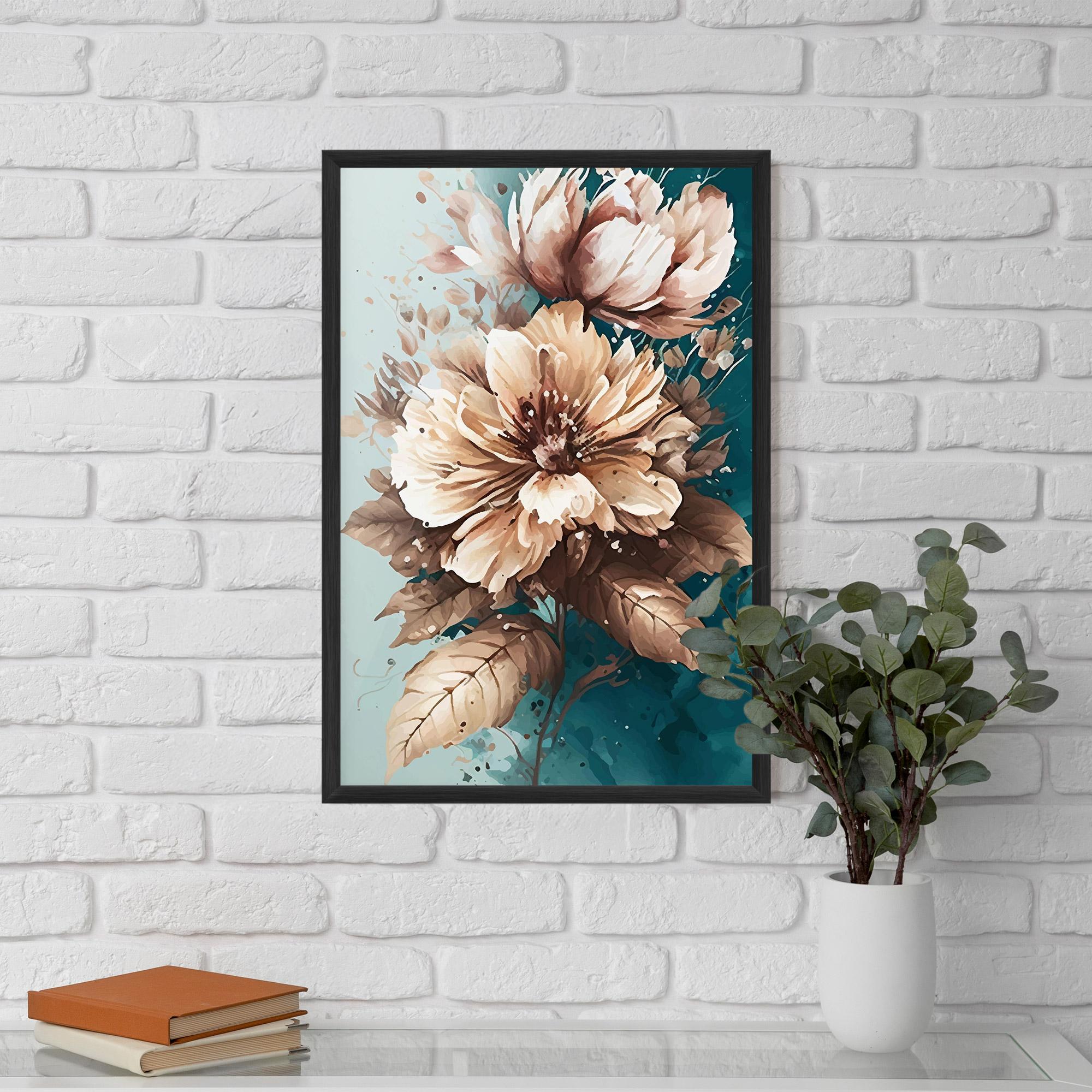 Gerahmte Poster Flower Green Watercolor mockup 5