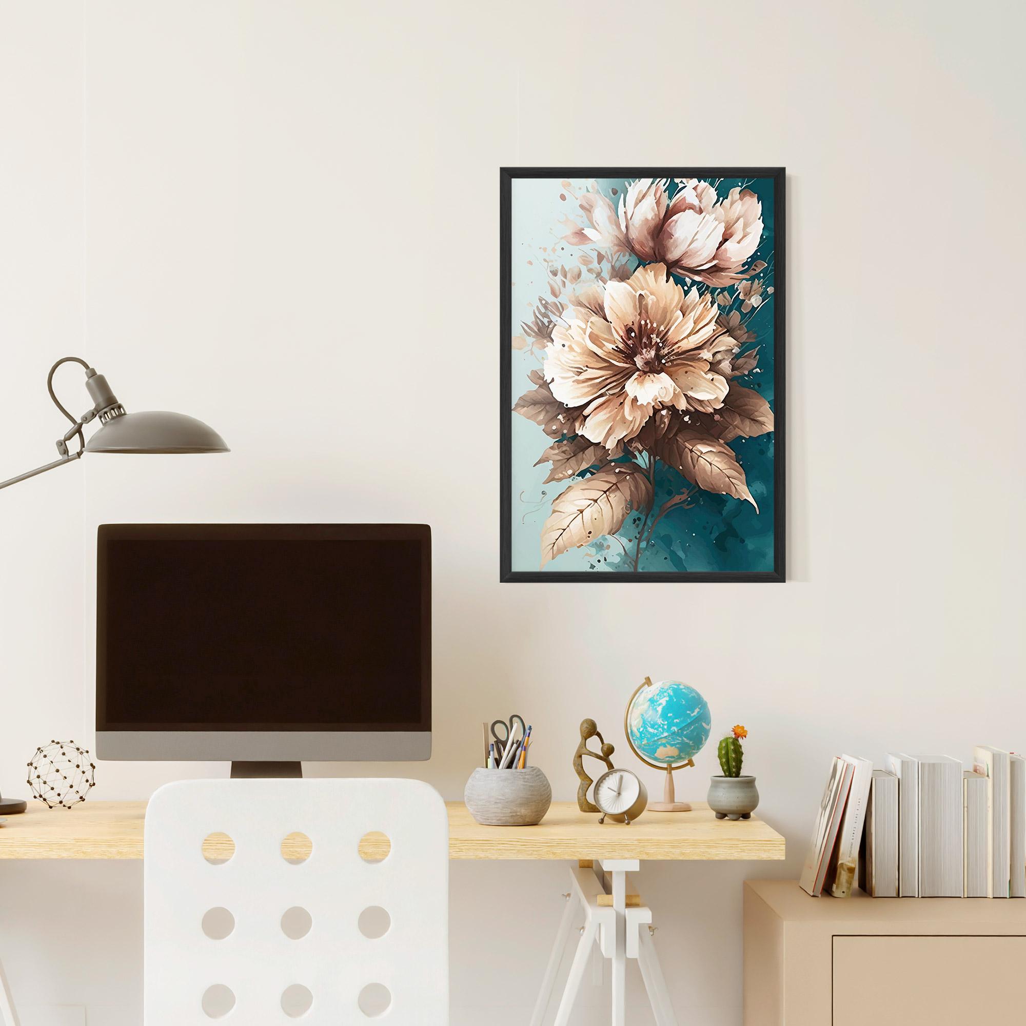 Gerahmte Poster Flower Green Watercolor mockup 6