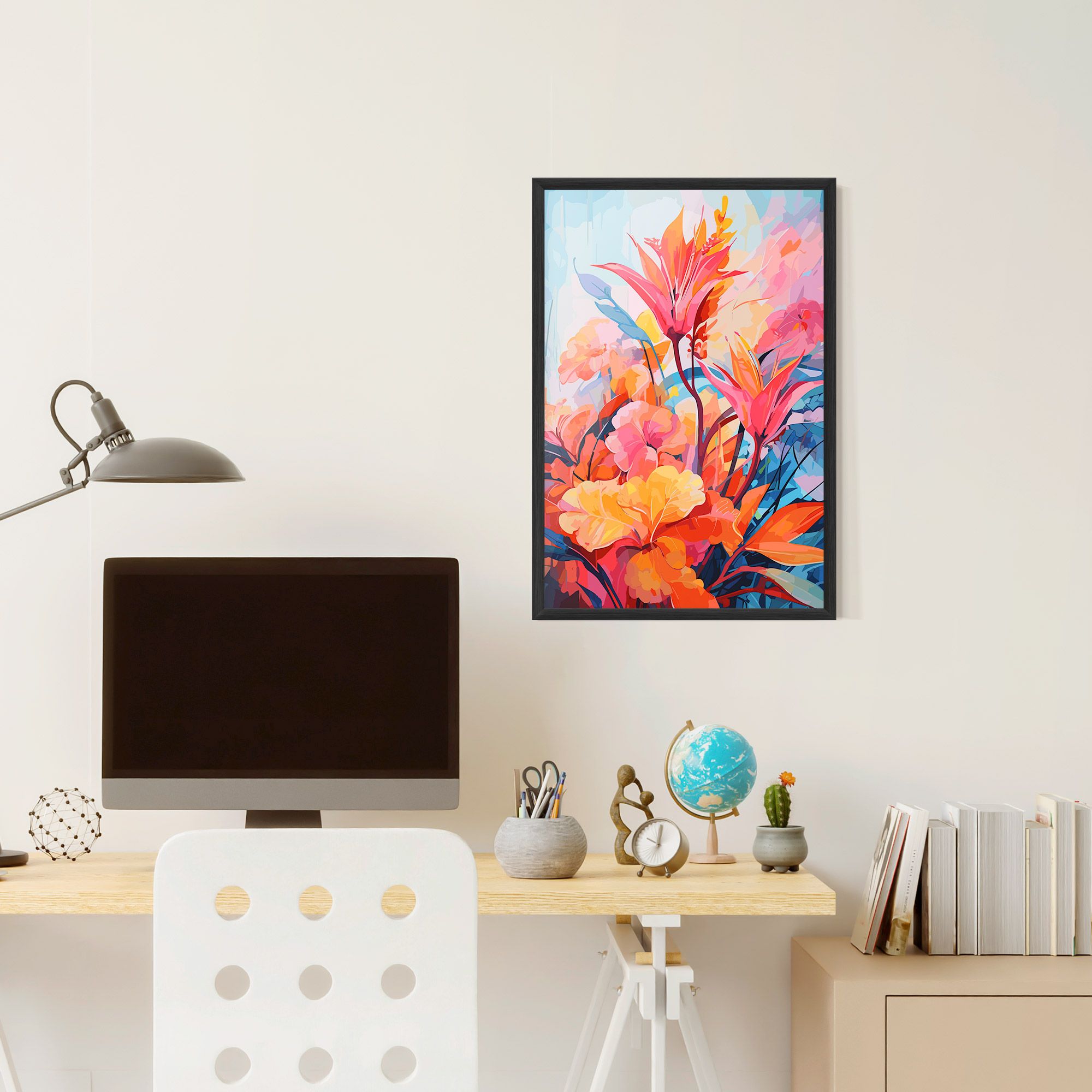 Orange Art Flower mockup 6