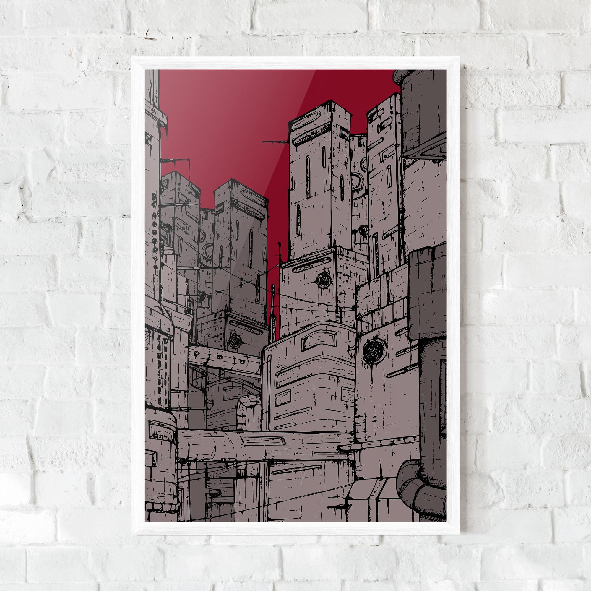 Gerahmte Poster Grey Red City mockup 0