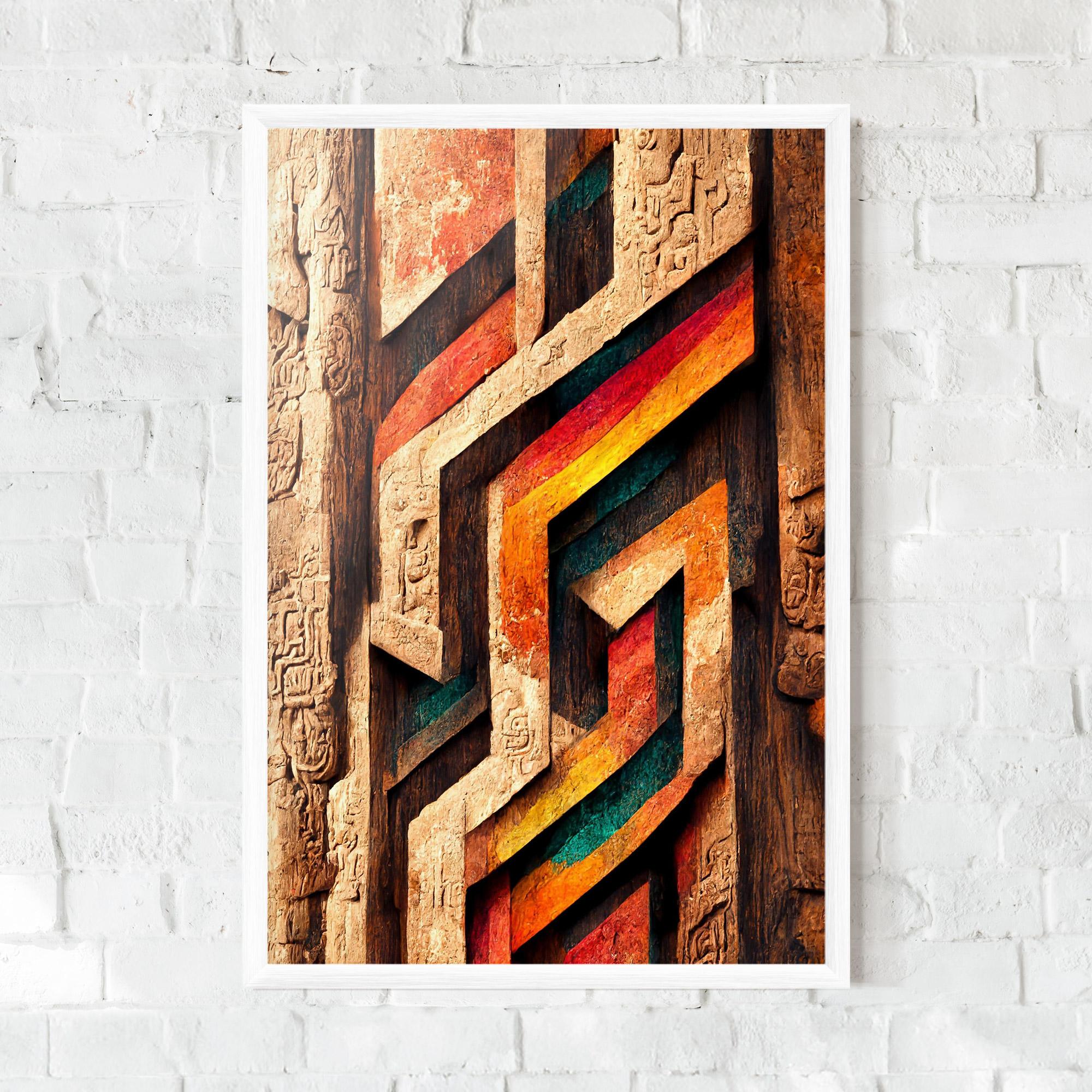 Gerahmte Poster Mayan Style Wood mockup 0