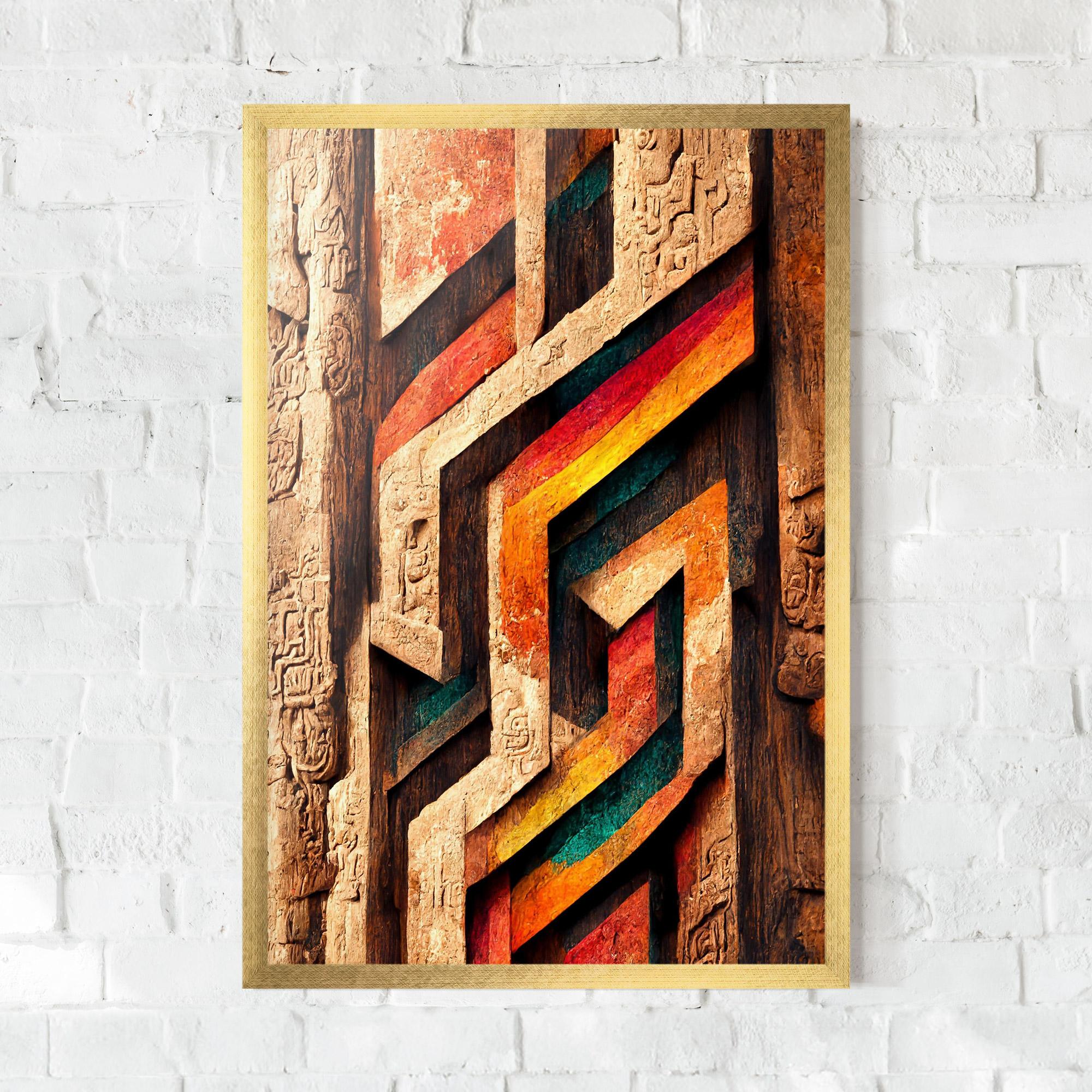 Gerahmte Poster Mayan Style Wood mockup 0