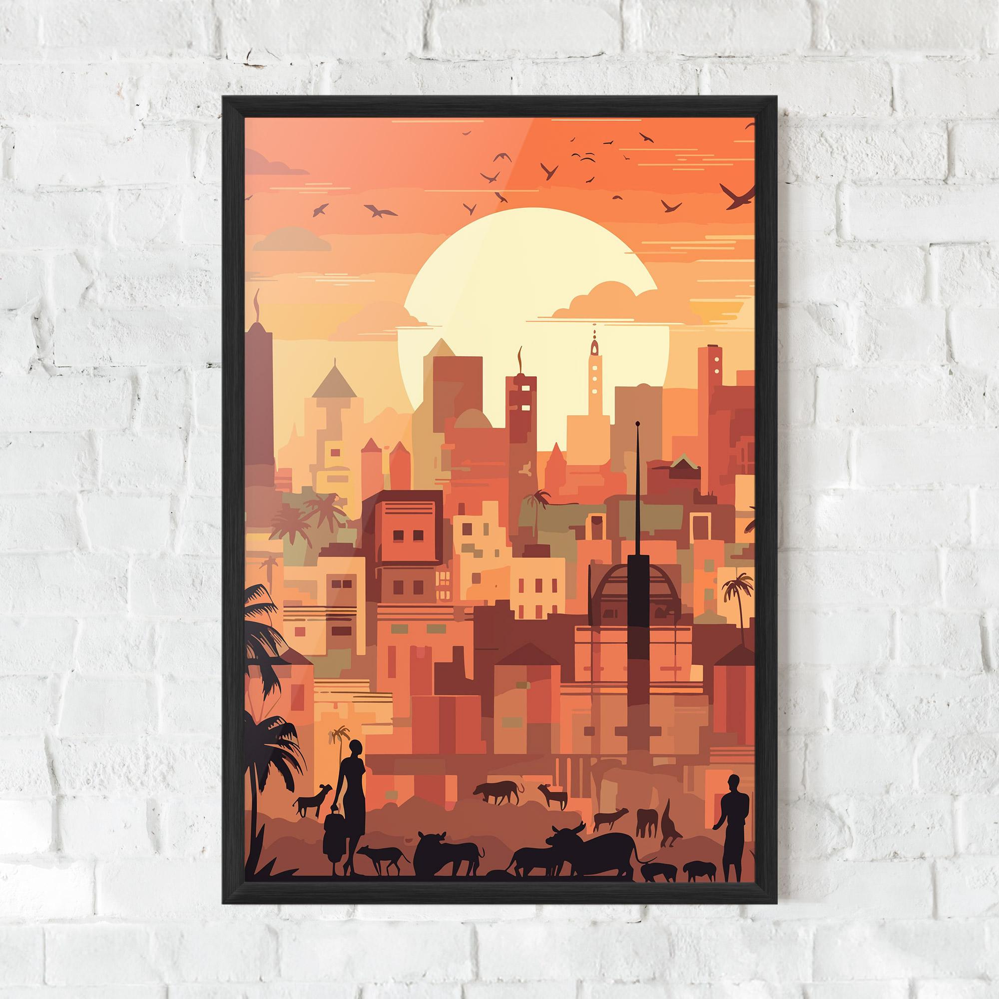 Gerahmte Poster Africa City Sunset mockup 0