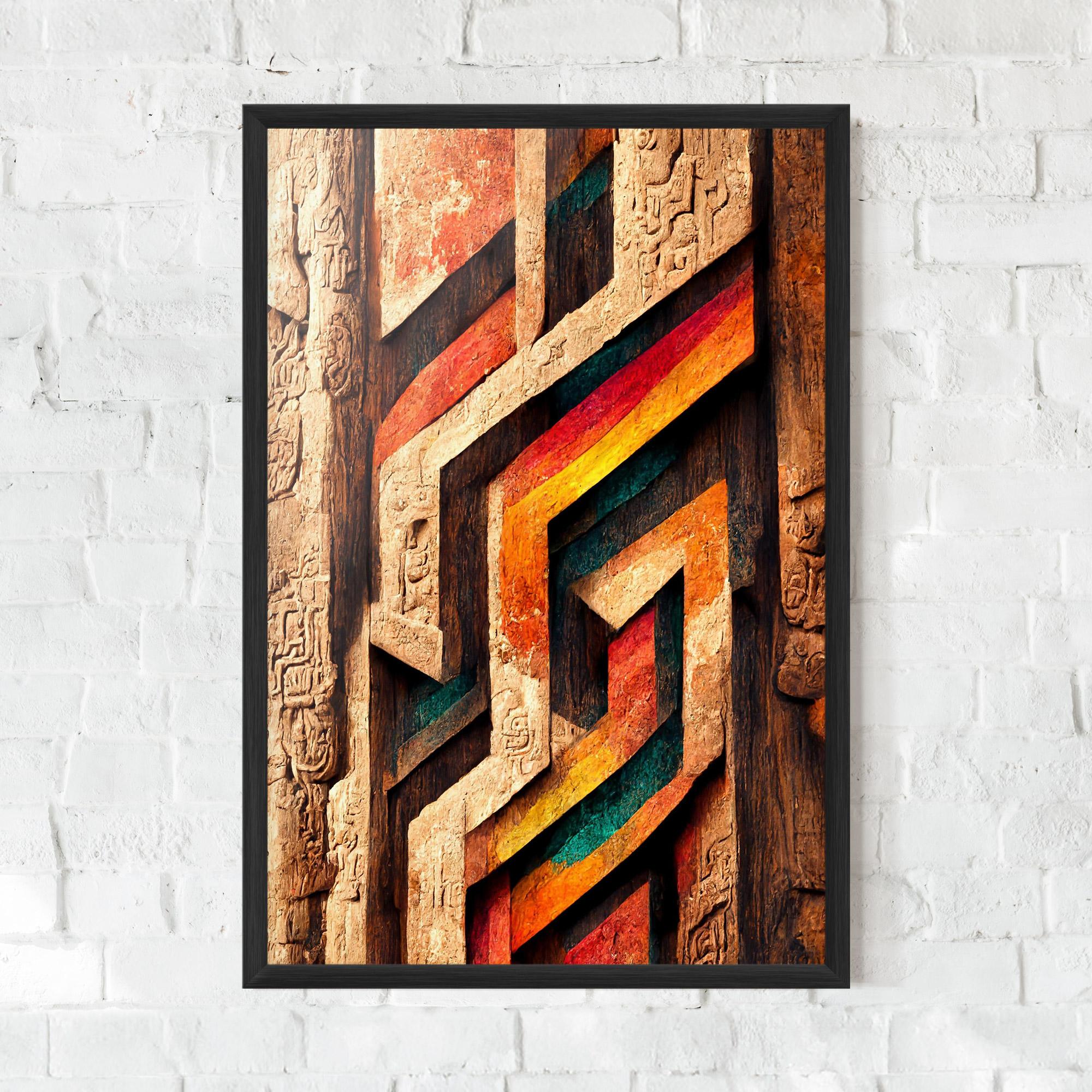 Gerahmte Poster Mayan Style Wood mockup 0